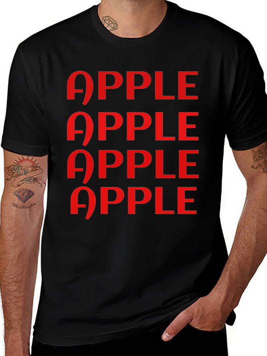 Apple Pattern Graphic Tee - Classic Black T-Shirt