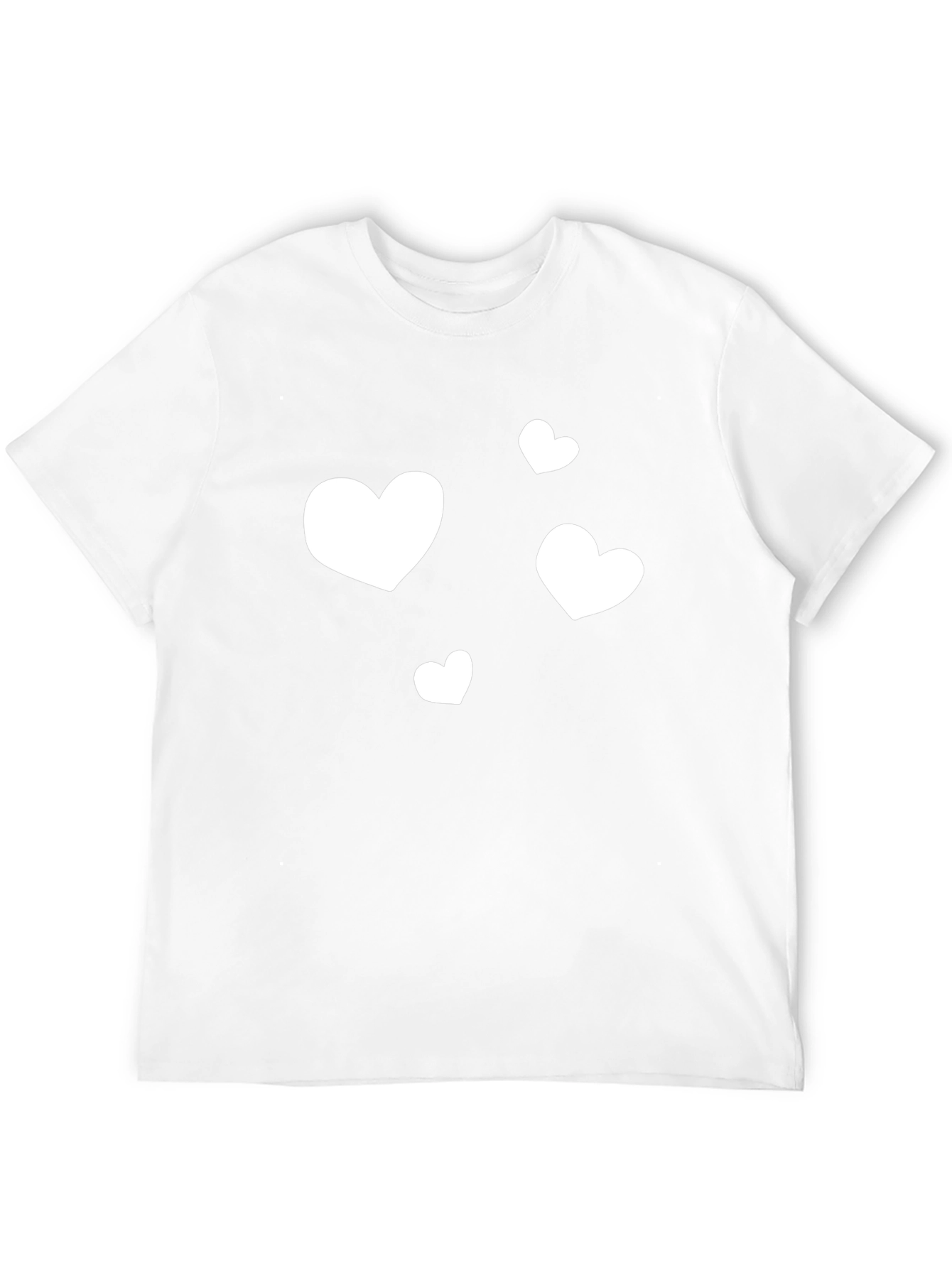 Heart Print Black Crew Neck T-Shirt