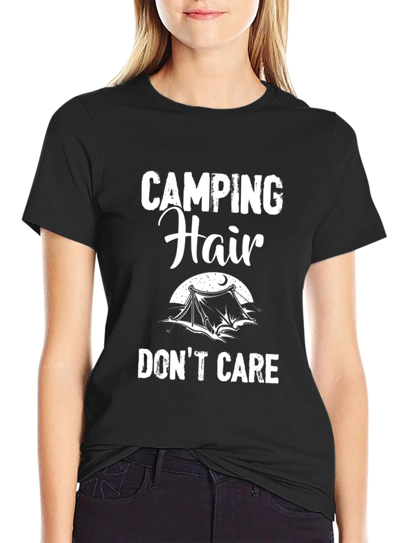 Camping Hair Dont Care Graphic Tee