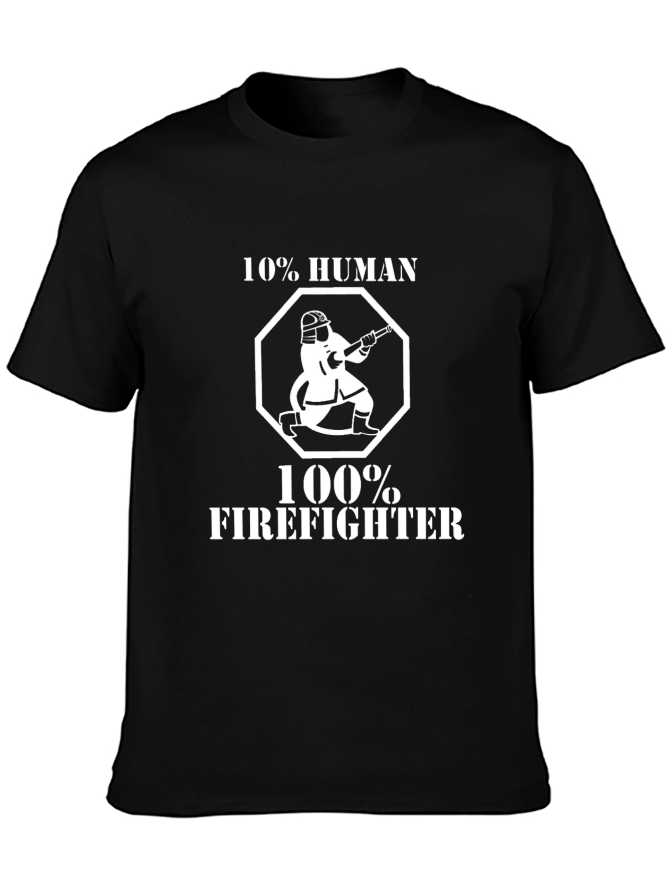 10% Human 100% Firefighter Black T-Shirt