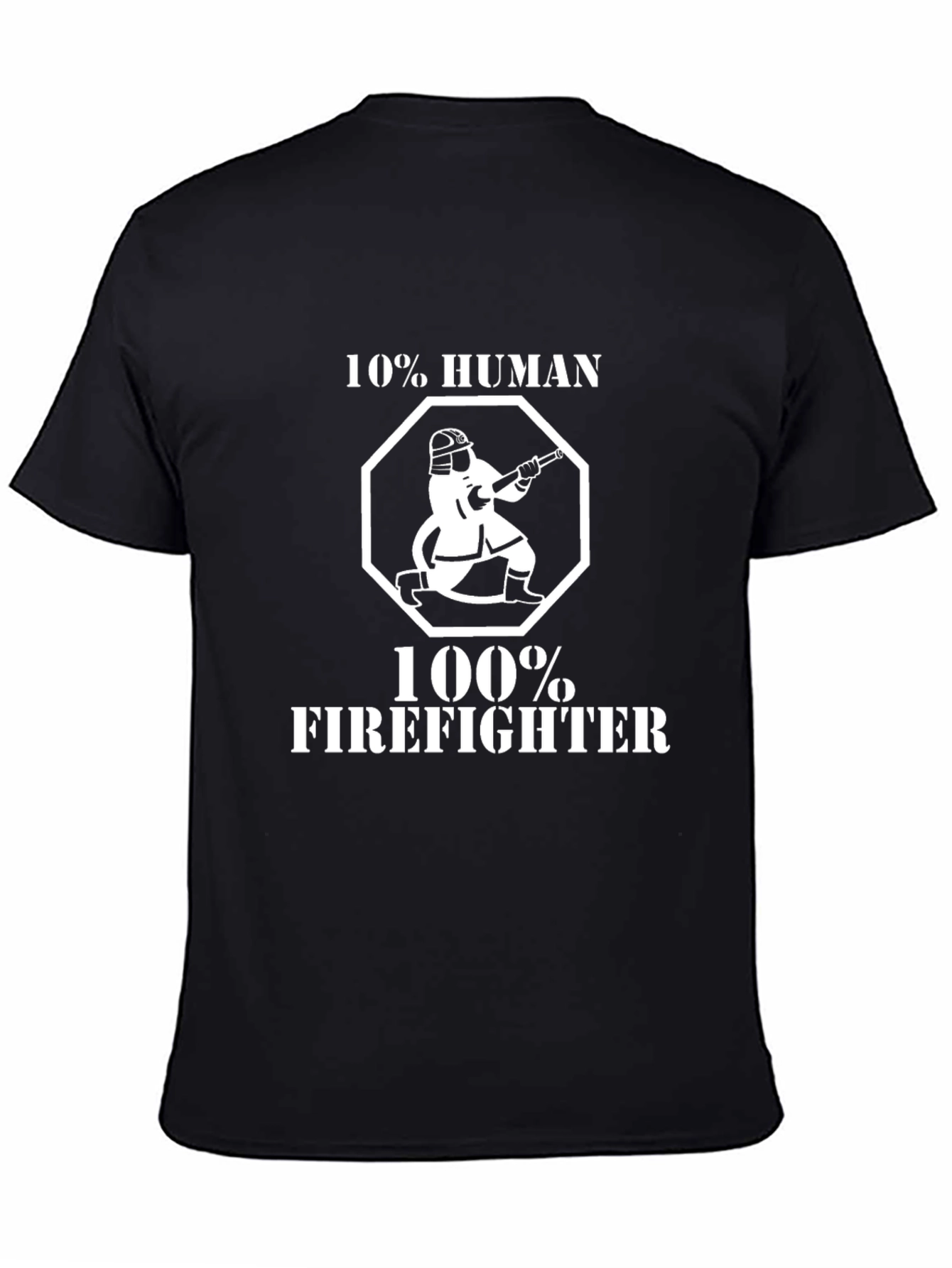 10% Human 100% Firefighter Black T-Shirt