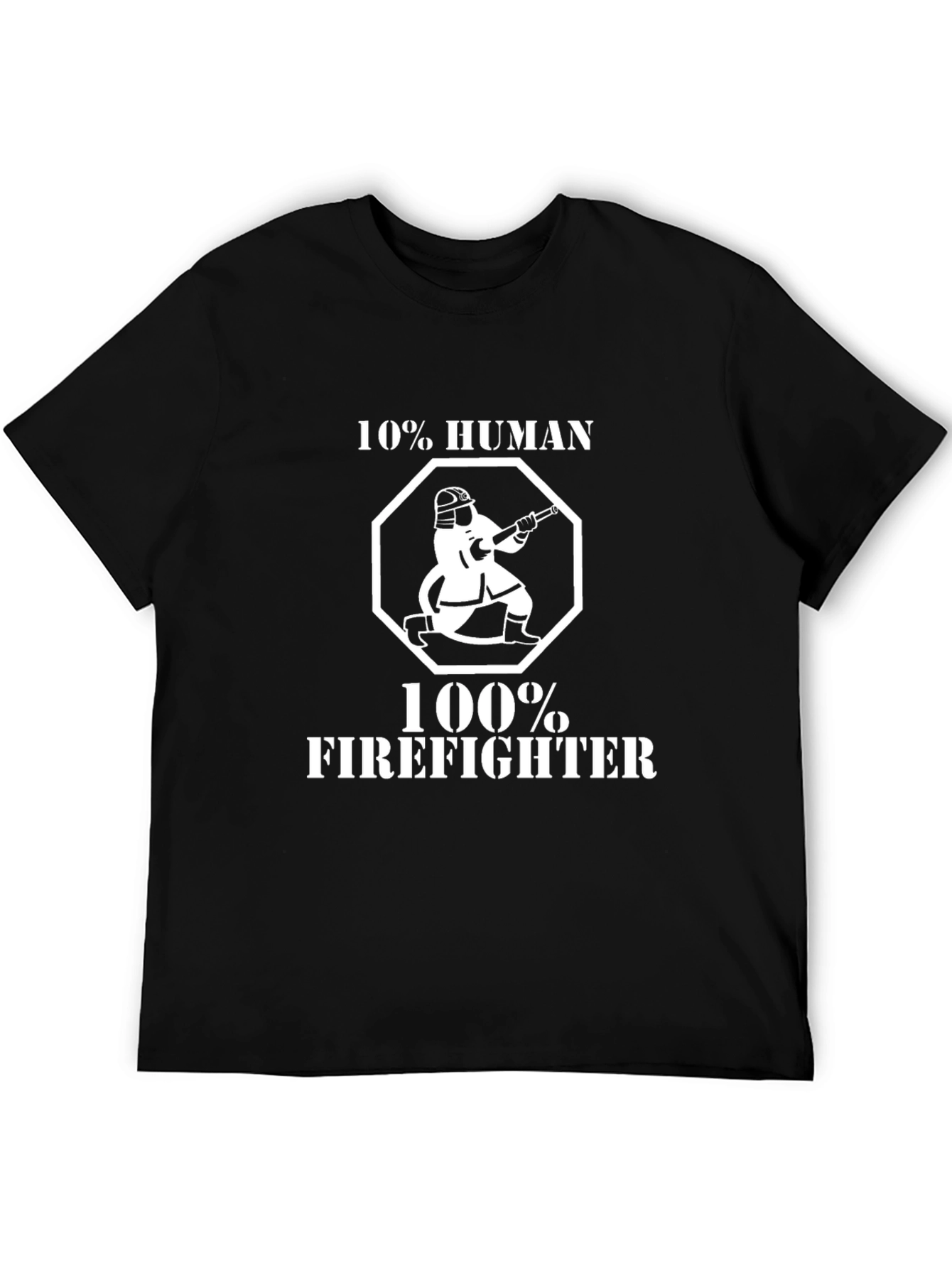 10% Human 100% Firefighter Black T-Shirt
