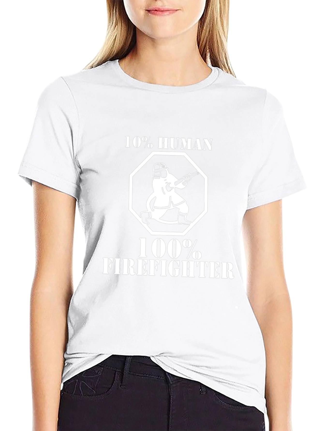 10% Human 100% Firefighter Black T-Shirt