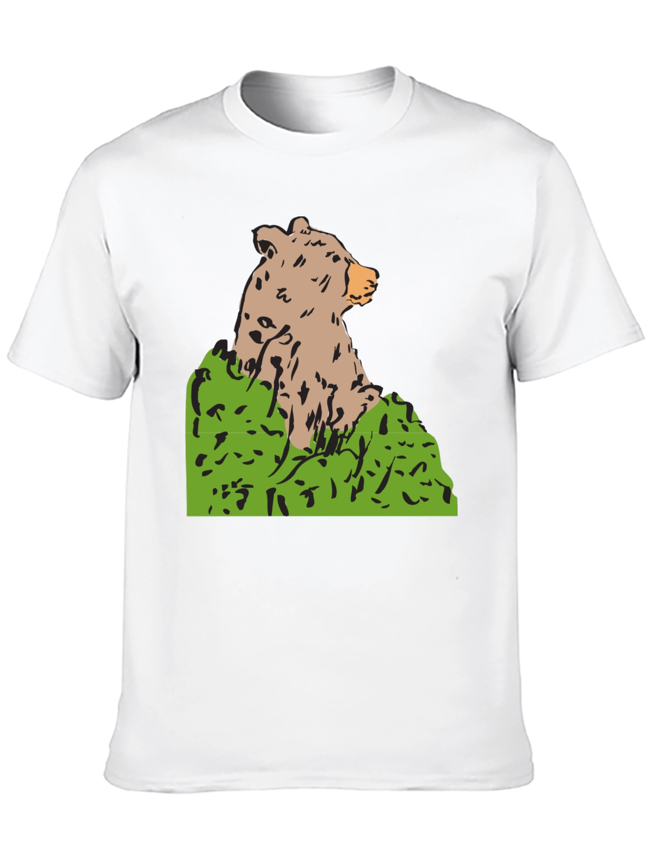 Bear Graphic Print Black T-Shirt