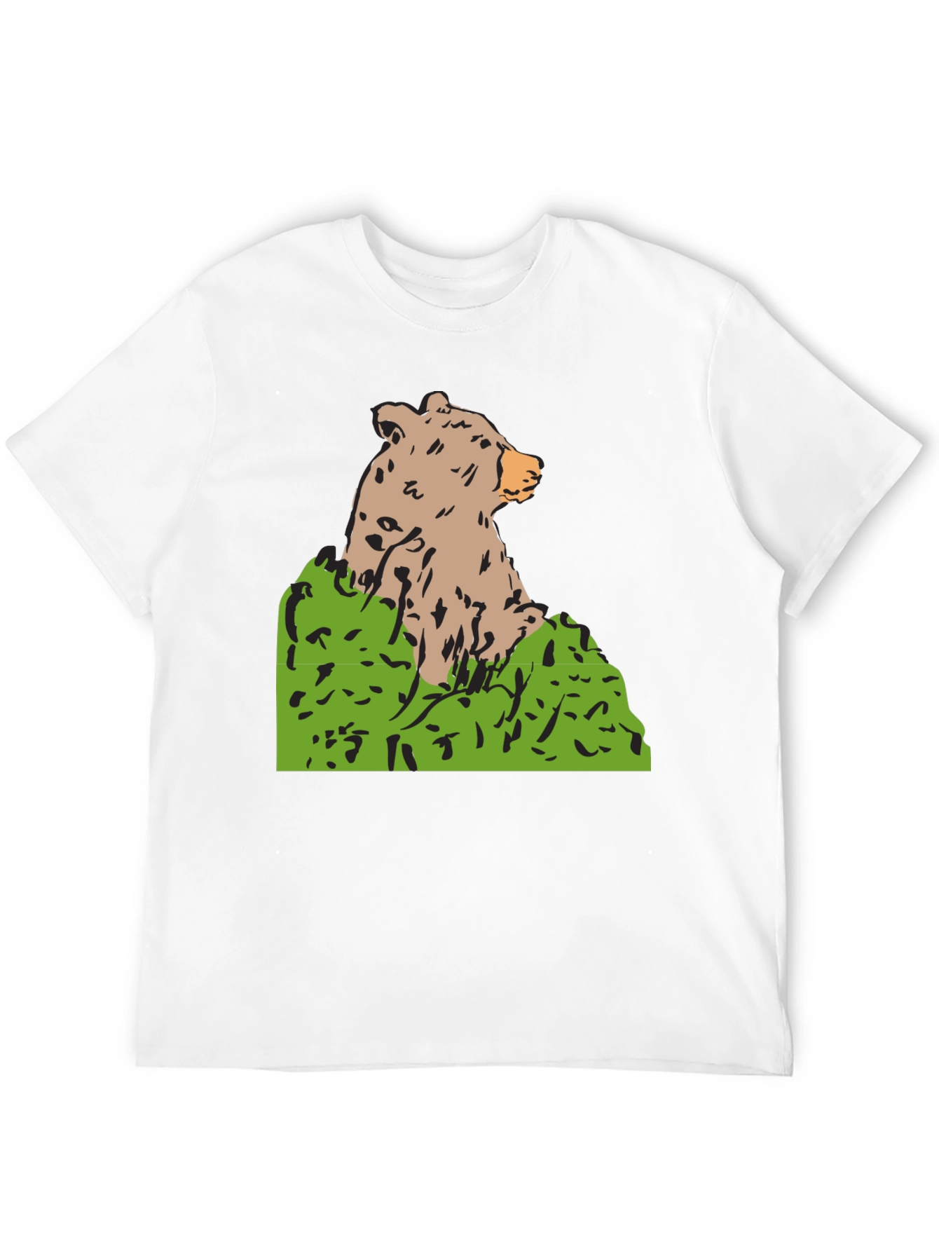 Bear Graphic Print Black T-Shirt