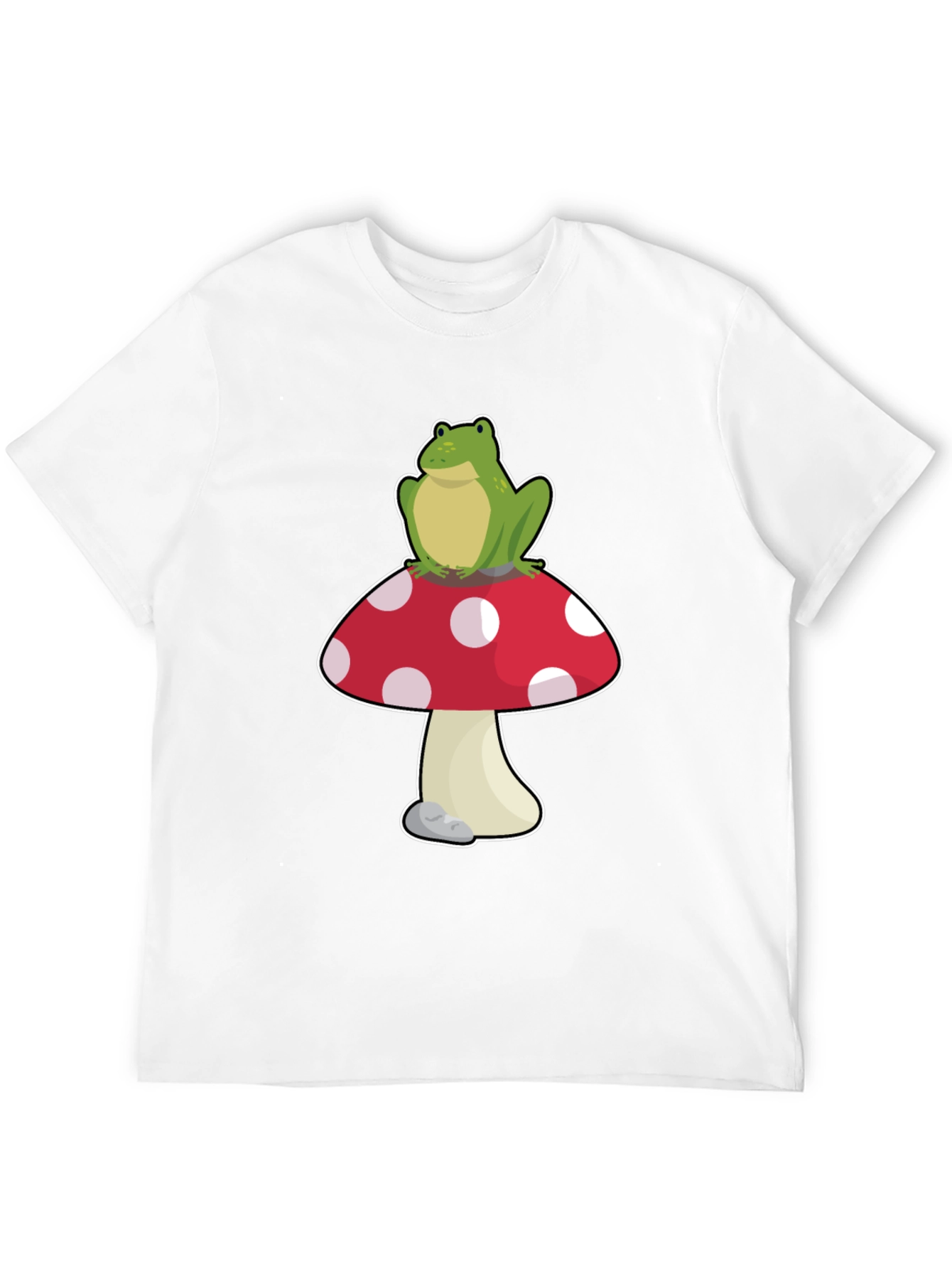 Frog on Mushroom T-Shirt - Black Cotton Tee