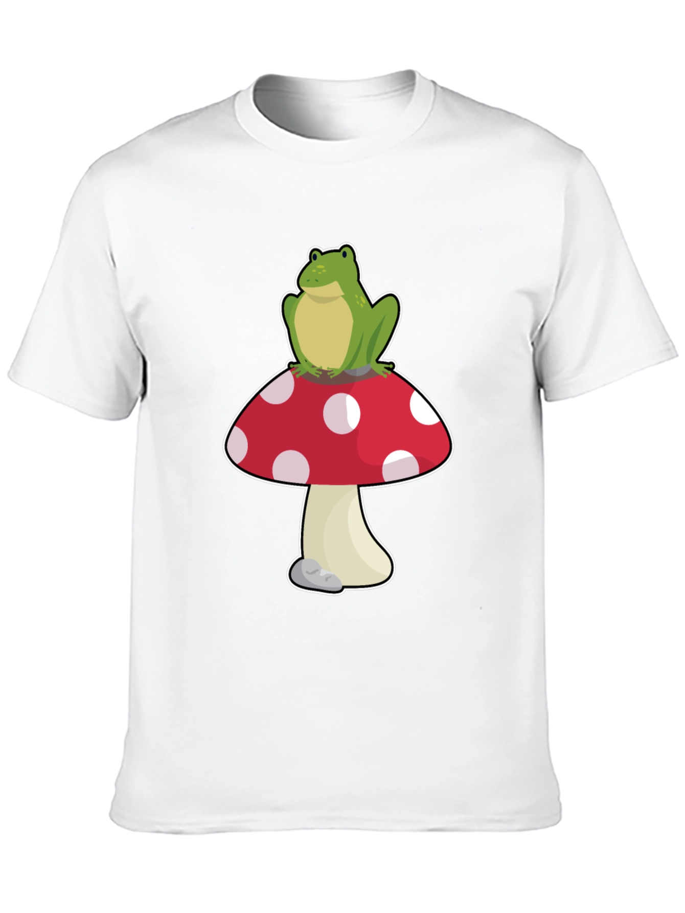 Frog on Mushroom T-Shirt - Black Cotton Tee