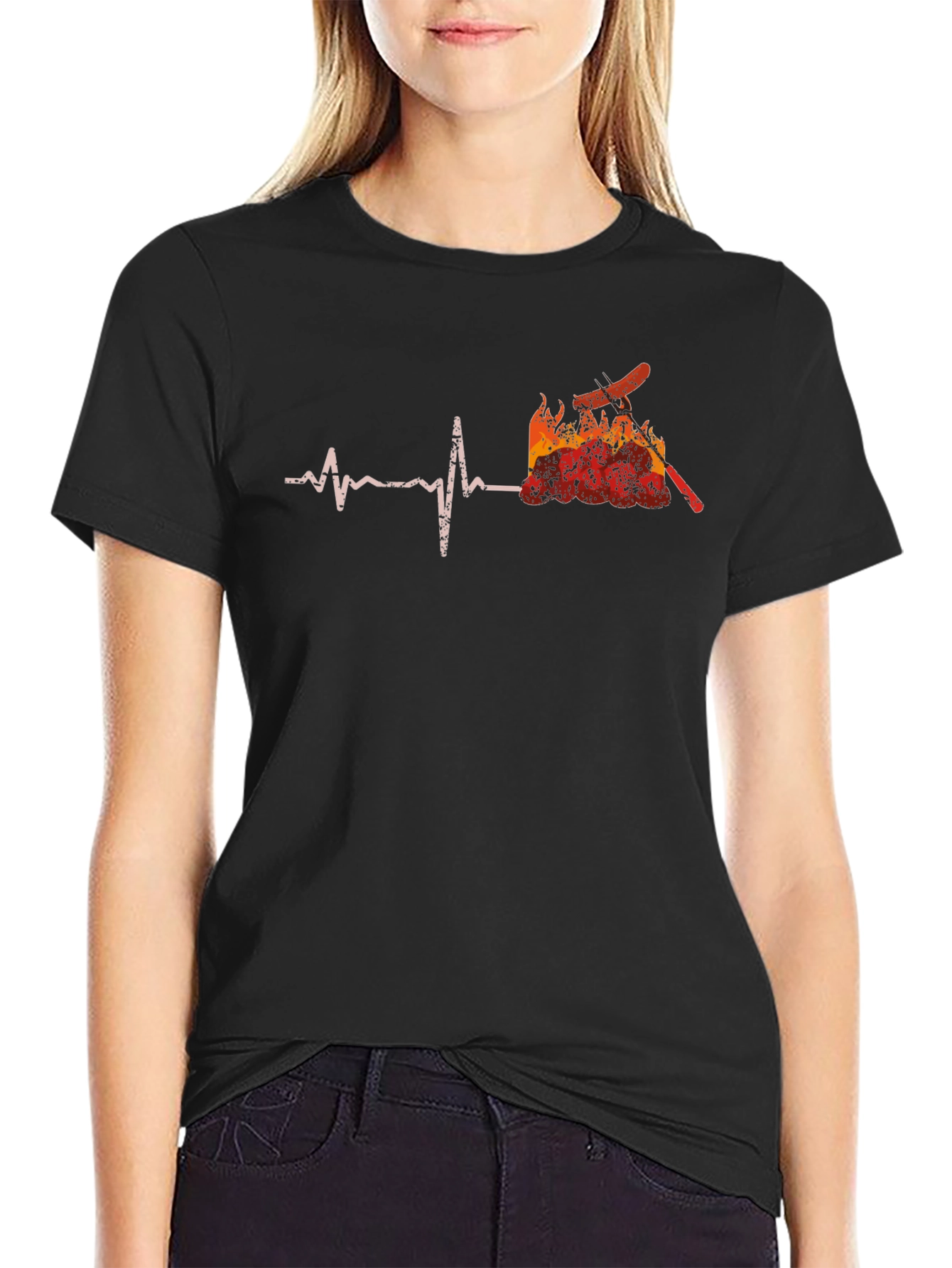 Firefighter Heartbeat Graphic T-Shirt