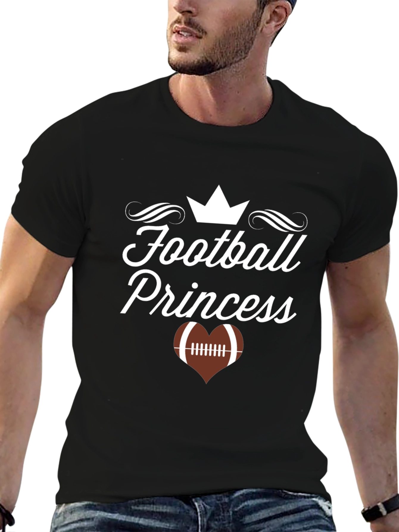 Football Princess Black Graphic T-Shirt