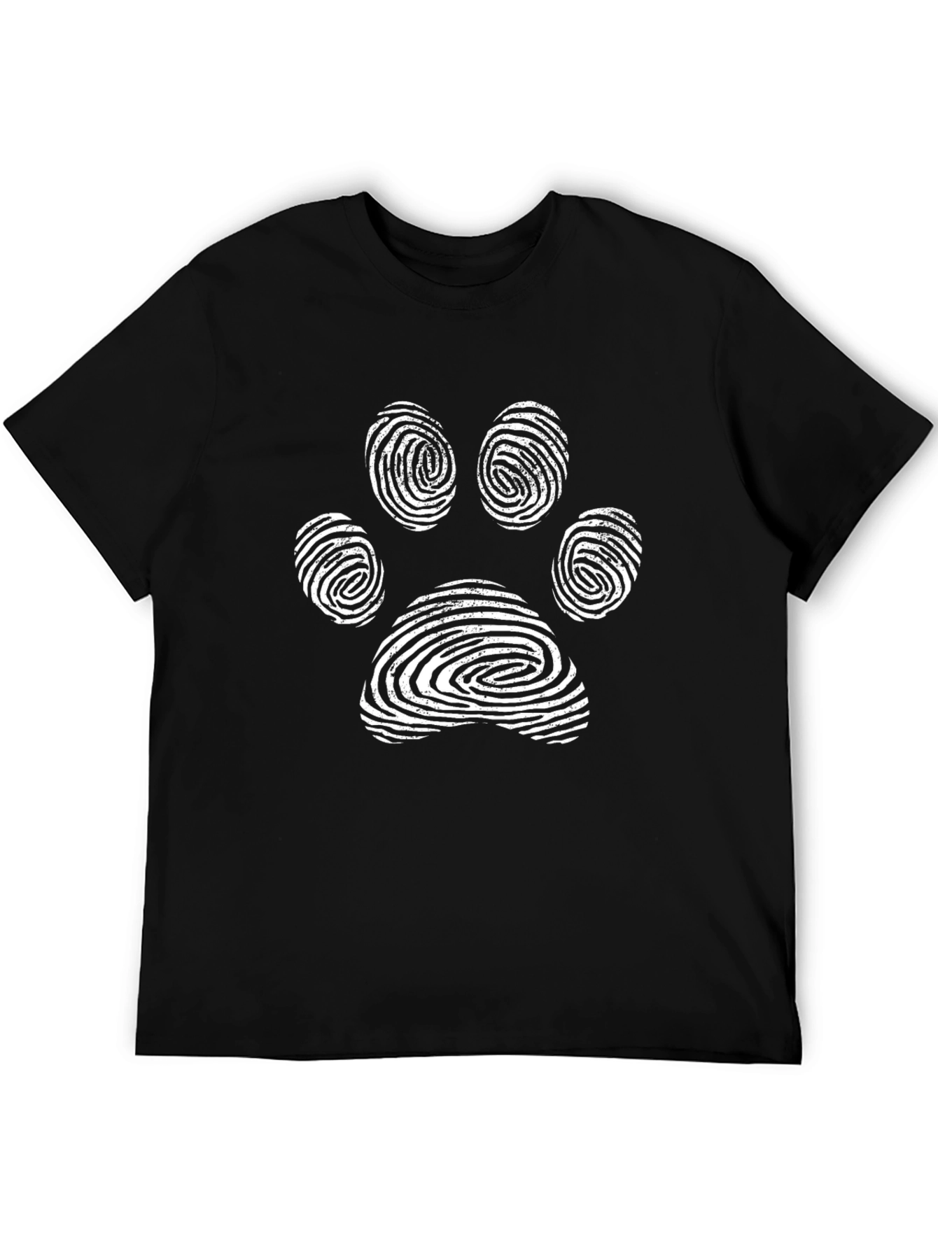 Paw Print Fingerprint Design Black T-Shirt