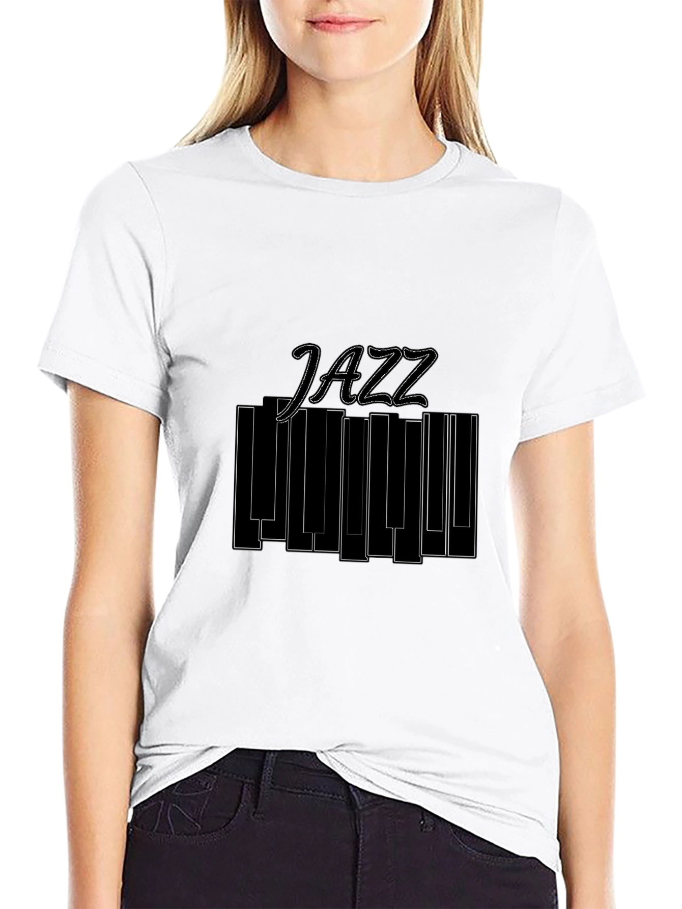 Jazz Music Piano Keys Graphic Black T-Shirt