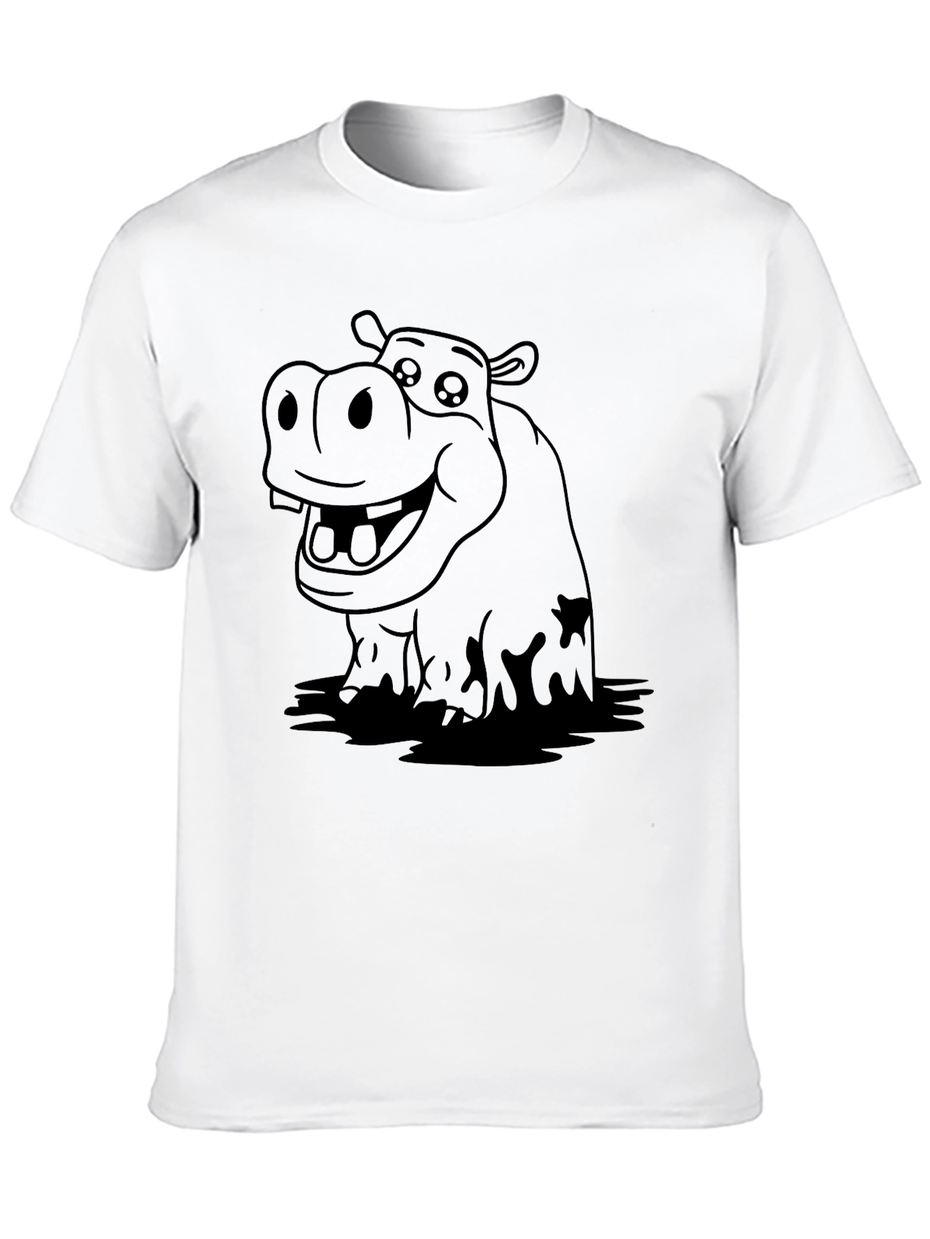 Hippo Graphic Tee - Black Cotton T-Shirt
