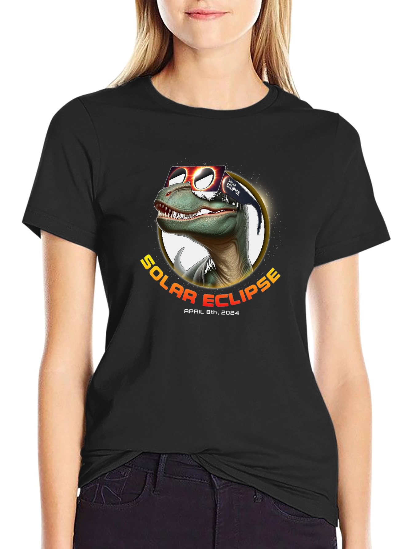 Solar Eclipse April 8th 2024 Dinosaur T-Shirt