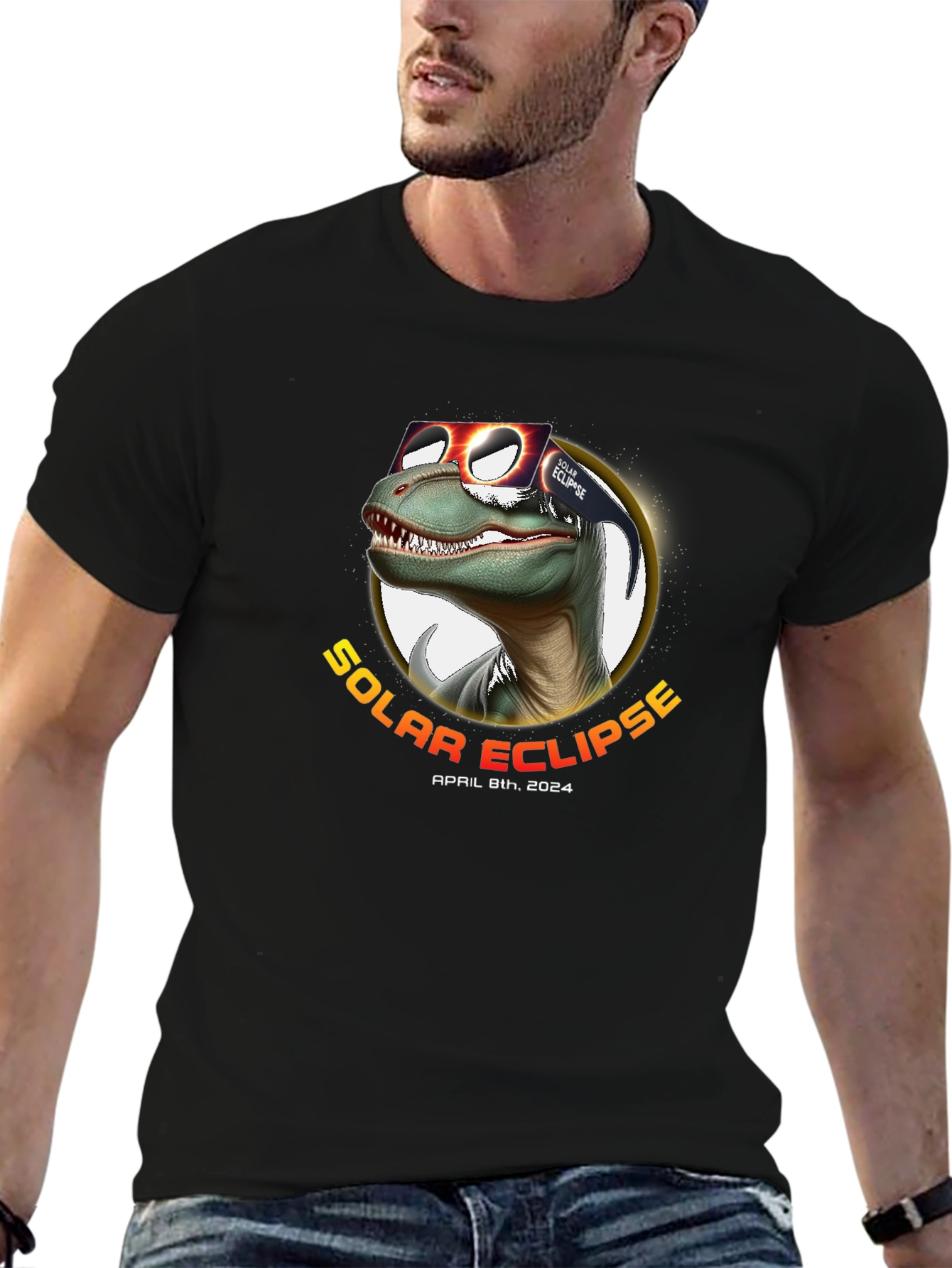 Solar Eclipse April 8th 2024 Dinosaur T-Shirt