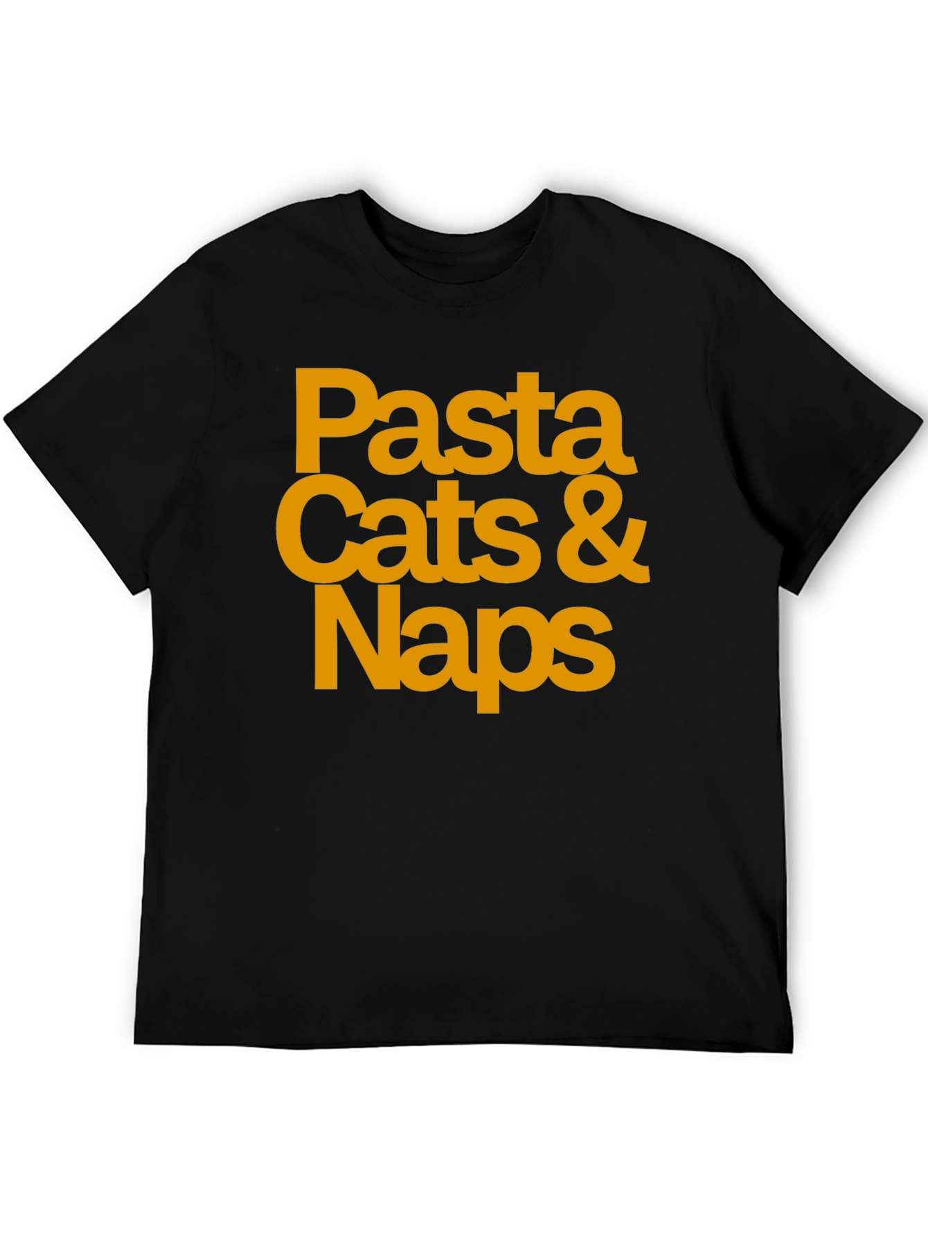 Pasta Cats & Naps Black Graphic T-Shirt
