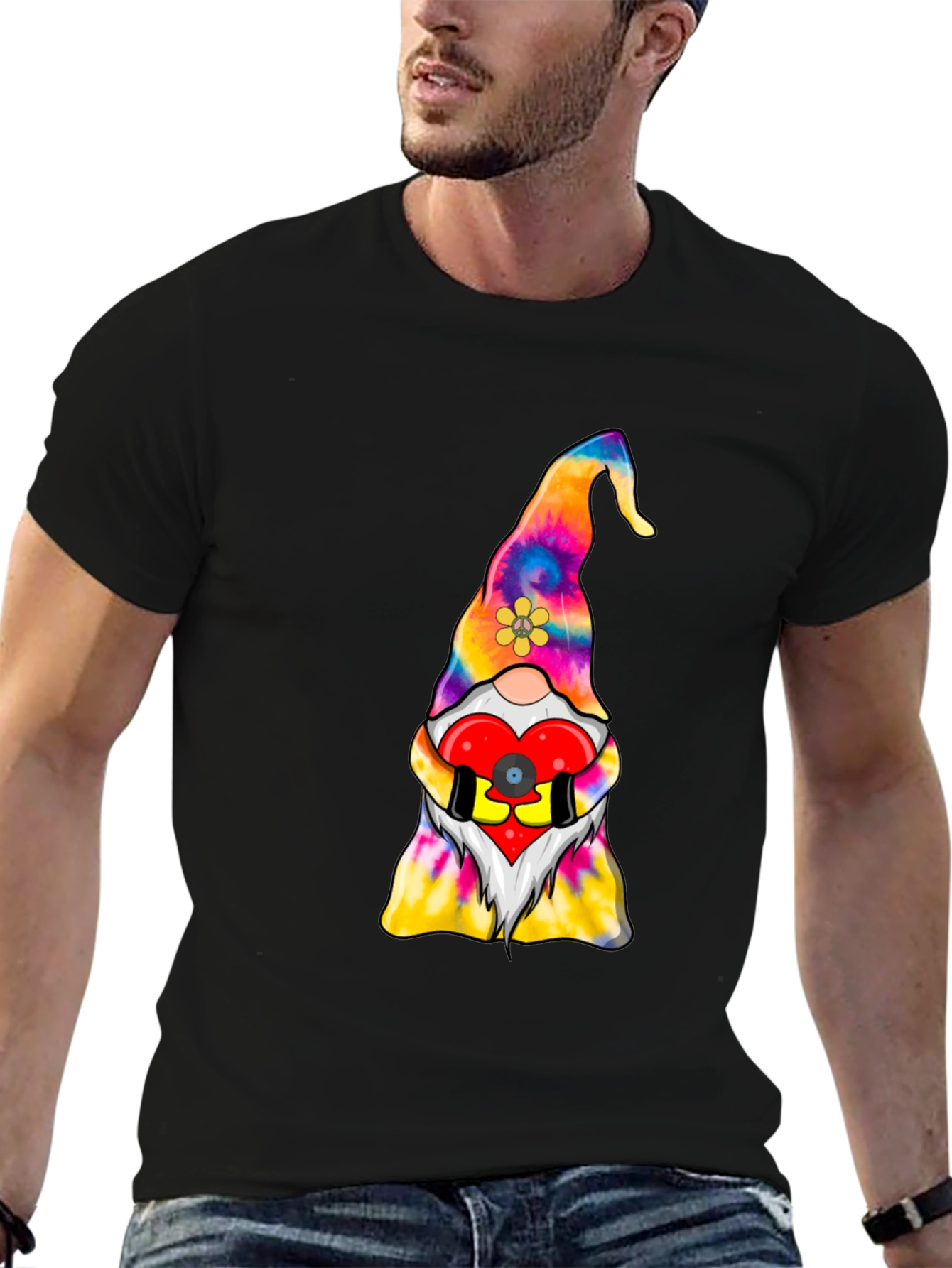 Tie-Dye Gnome with Heart Graphic Tee