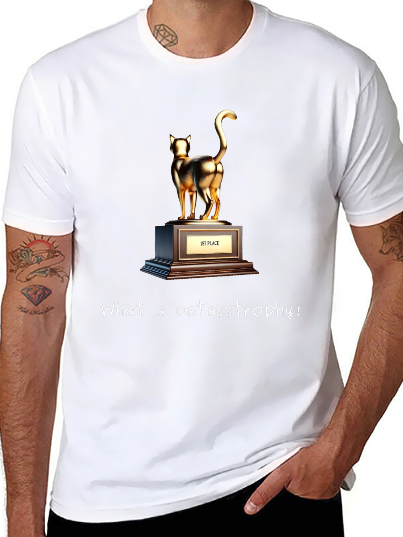 Cat Trophy T-Shirt - What a Cat-astrophe!