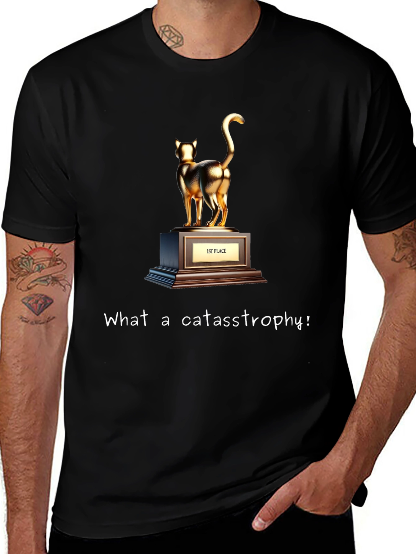 Cat Trophy T-Shirt - What a Cat-astrophe!