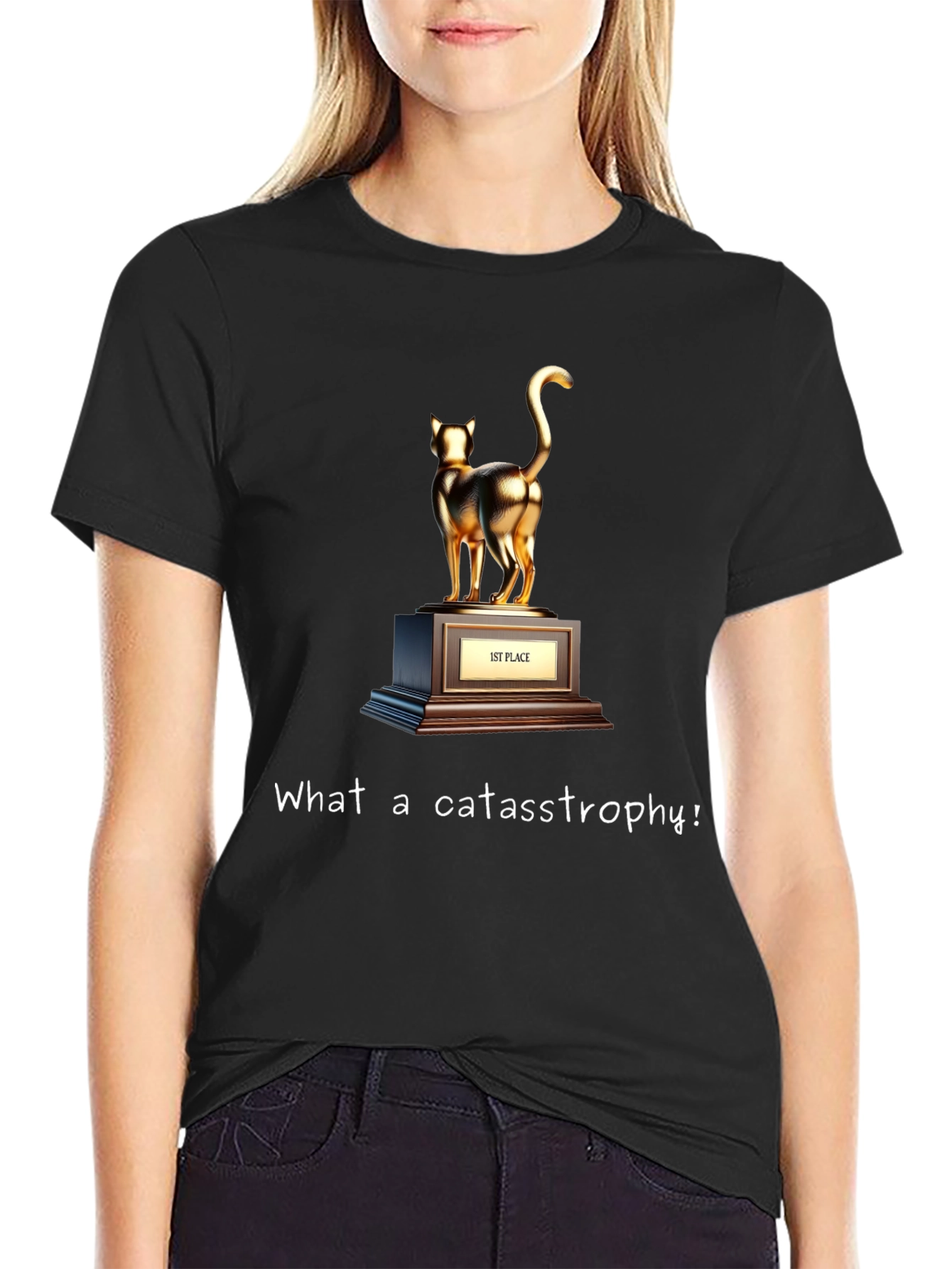 Cat Trophy T-Shirt - What a Cat-astrophe!