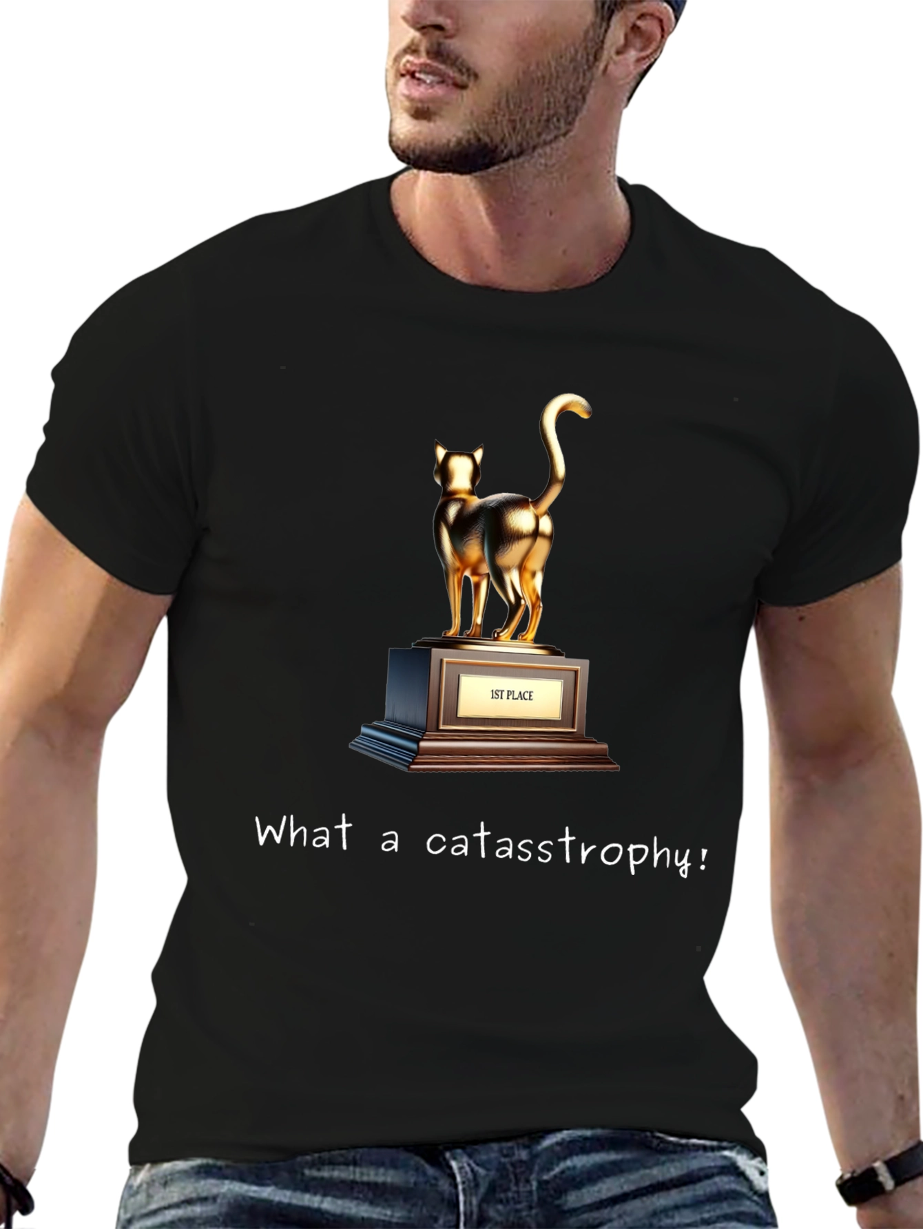 Cat Trophy T-Shirt - What a Cat-astrophe!