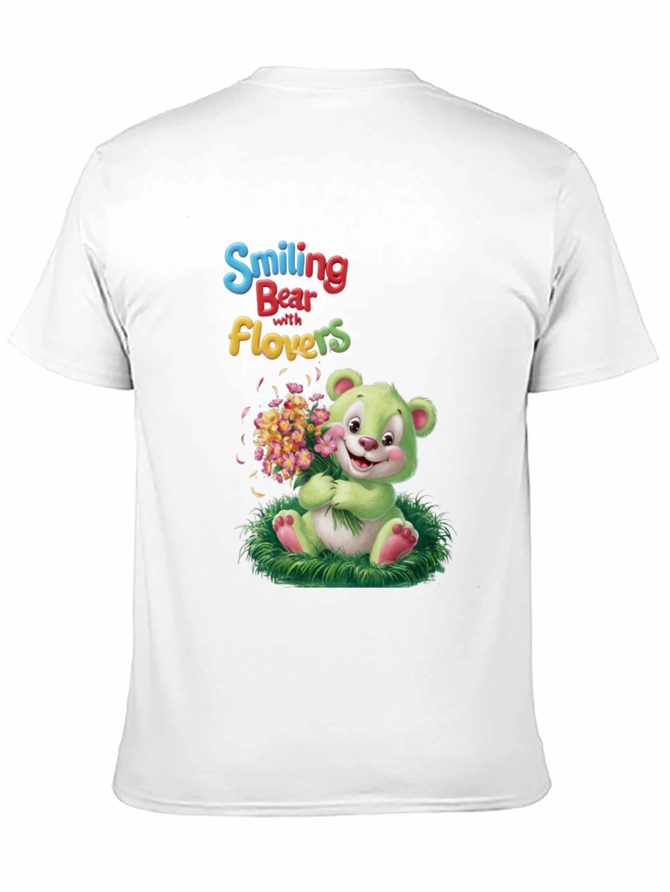 Smiling Bear with Flowers Graphic Tee