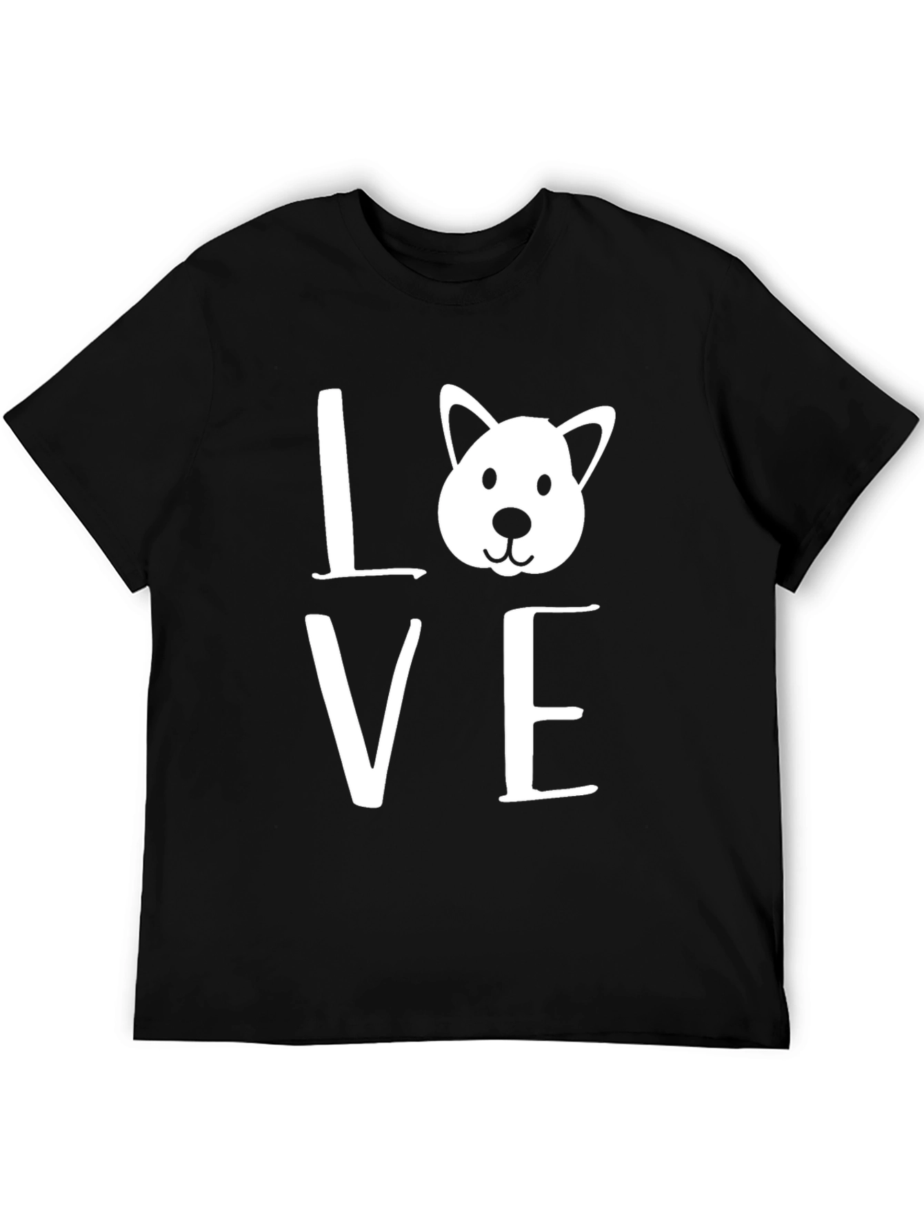 Love Dog Graphic Tee - Black Cotton T-Shirt