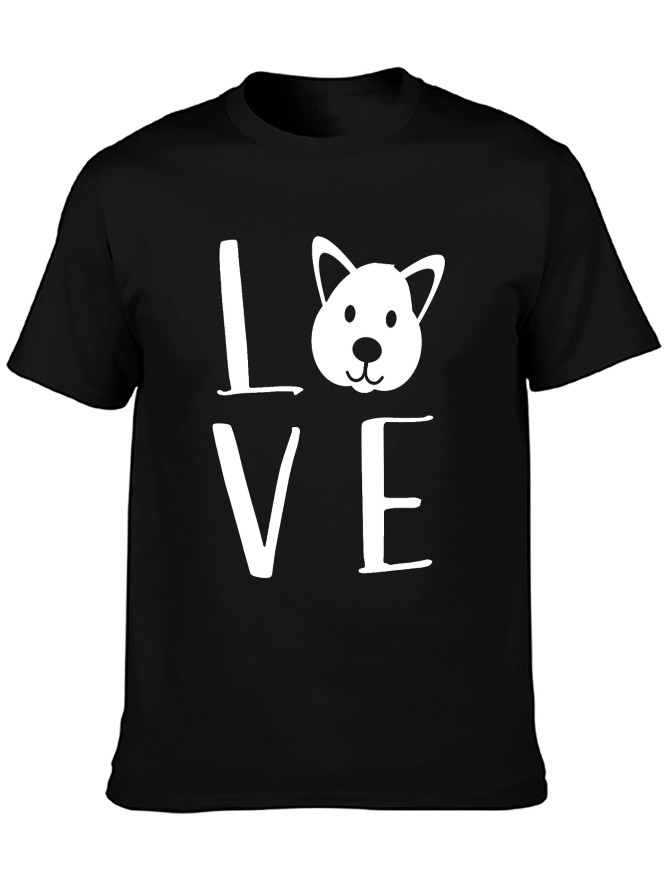 Love Dog Graphic Tee - Black Cotton T-Shirt