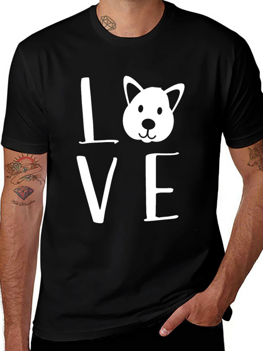 Love Dog Graphic Tee - Black Cotton T-Shirt