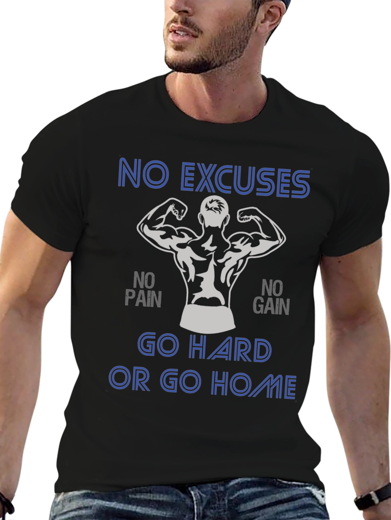 Motivational Workout Graphic Tee - No Excuses