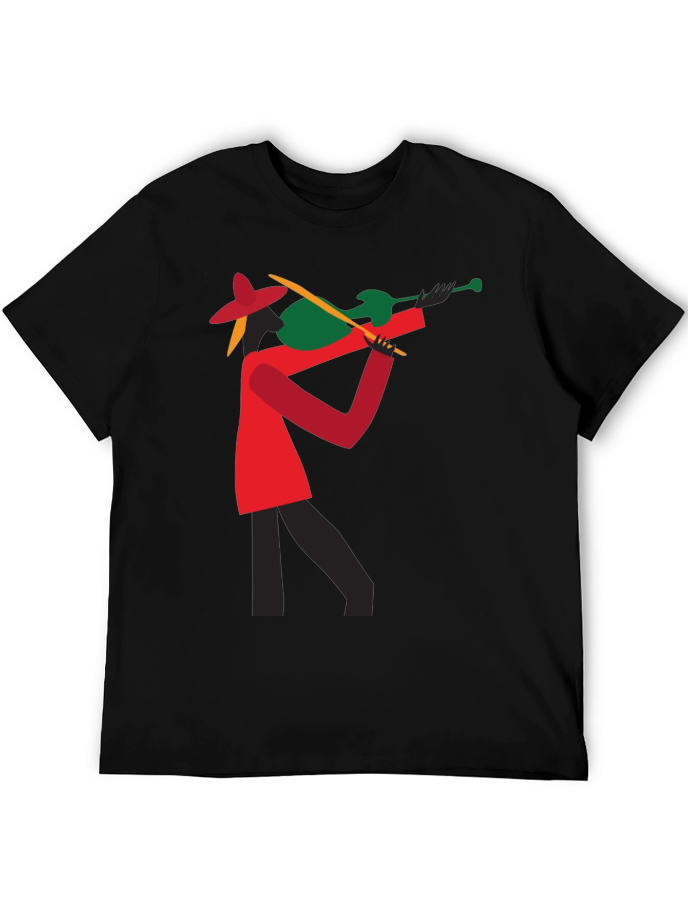 Abstract Violinist Graphic Tee - Cool Black T-Shirt