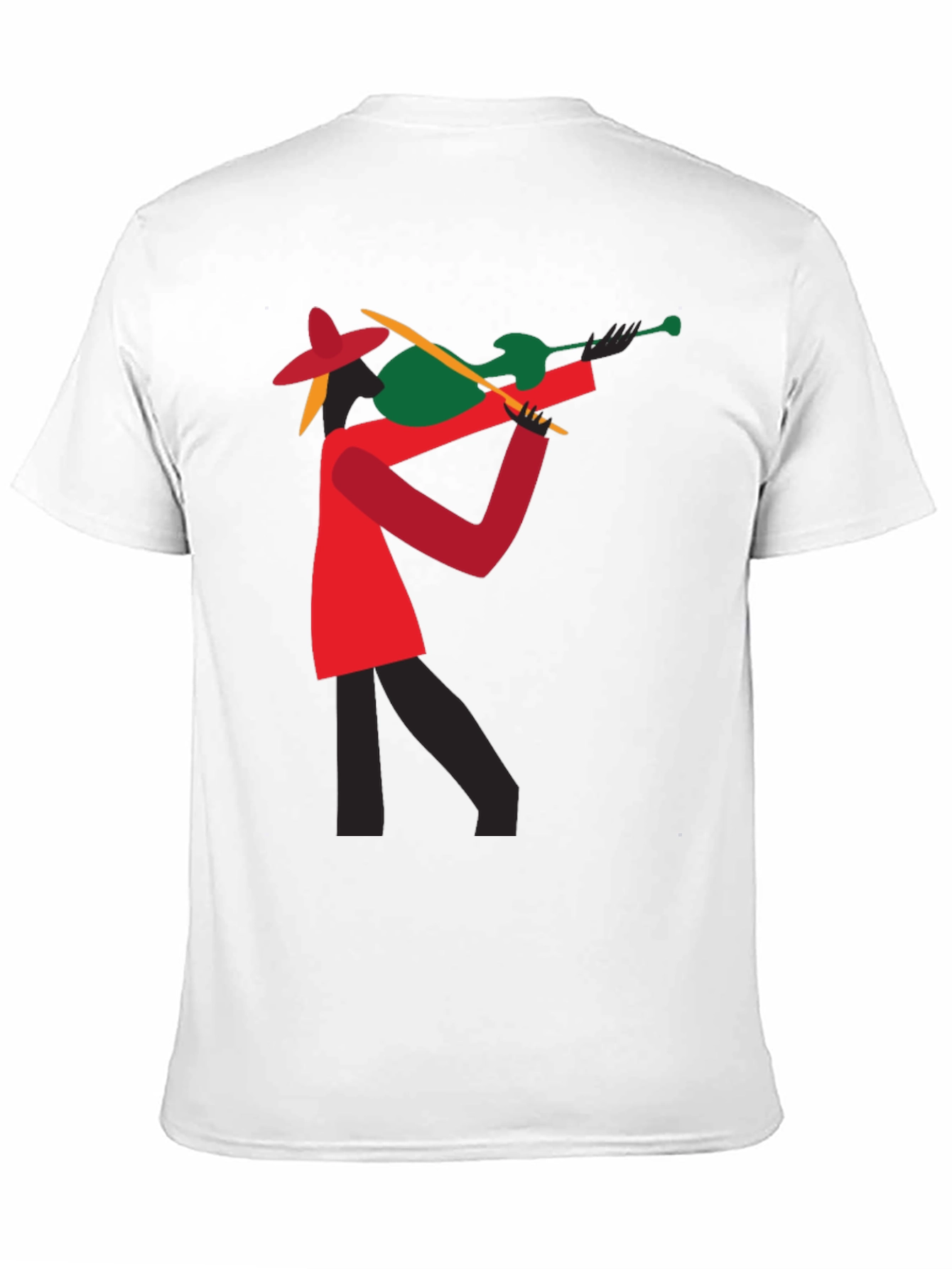 Abstract Violinist Graphic Tee - Cool Black T-Shirt