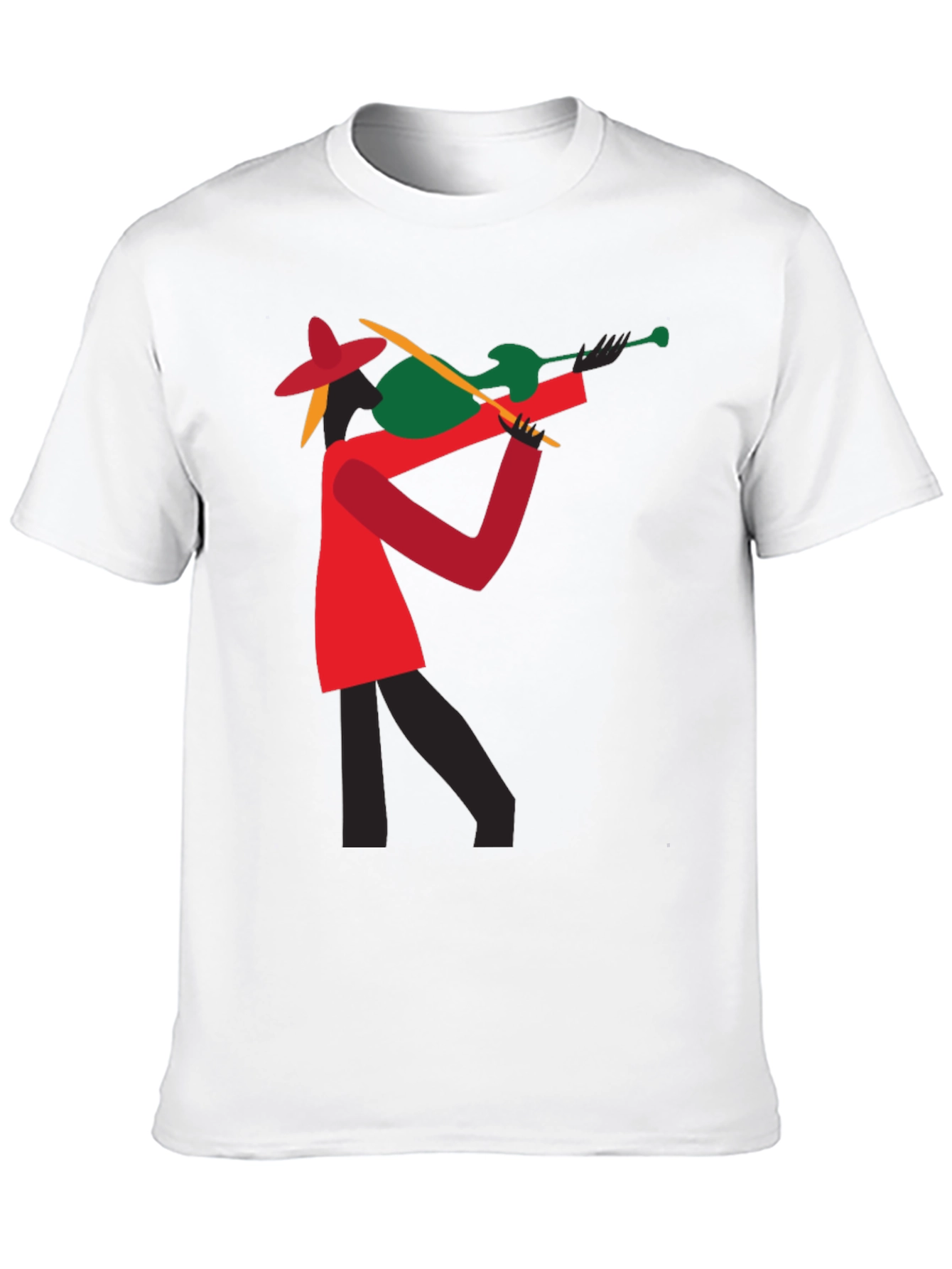 Abstract Violinist Graphic Tee - Cool Black T-Shirt