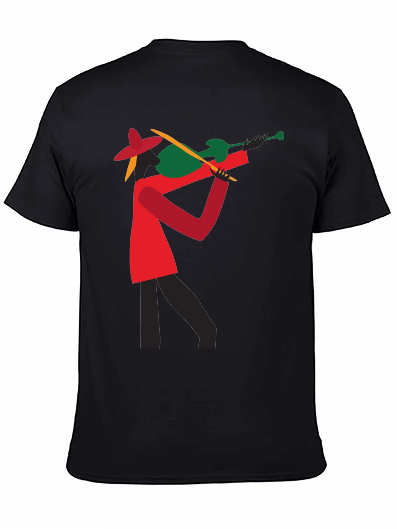 Abstract Violinist Graphic Tee - Cool Black T-Shirt