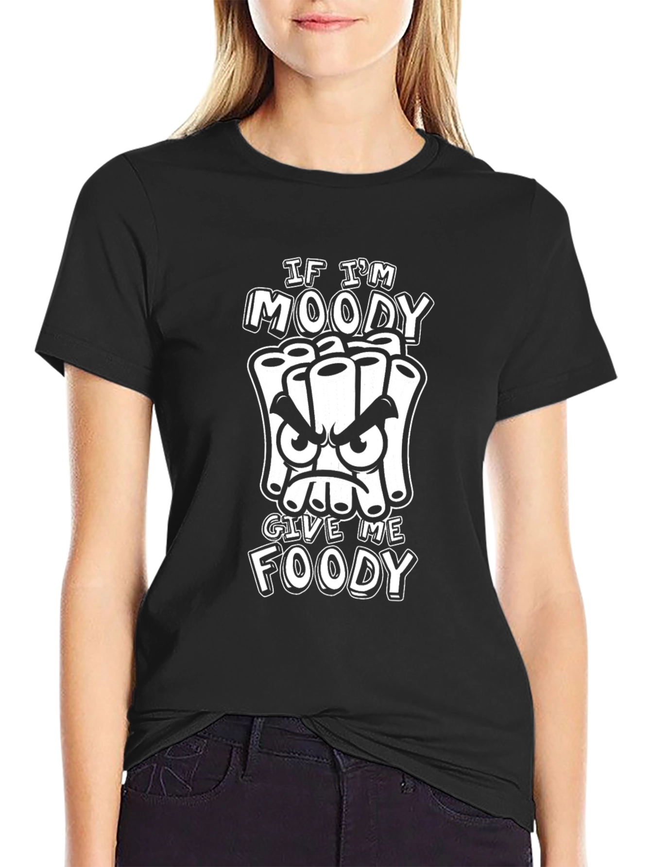 Moody Foody Graphic Tee - Black Cotton T-Shirt