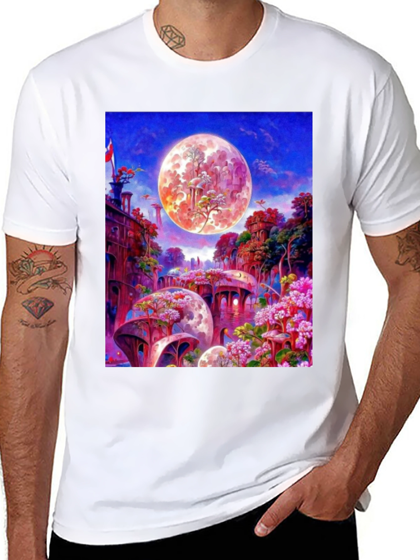 Artistic Moonscape Graphic T-Shirt - Unique Design