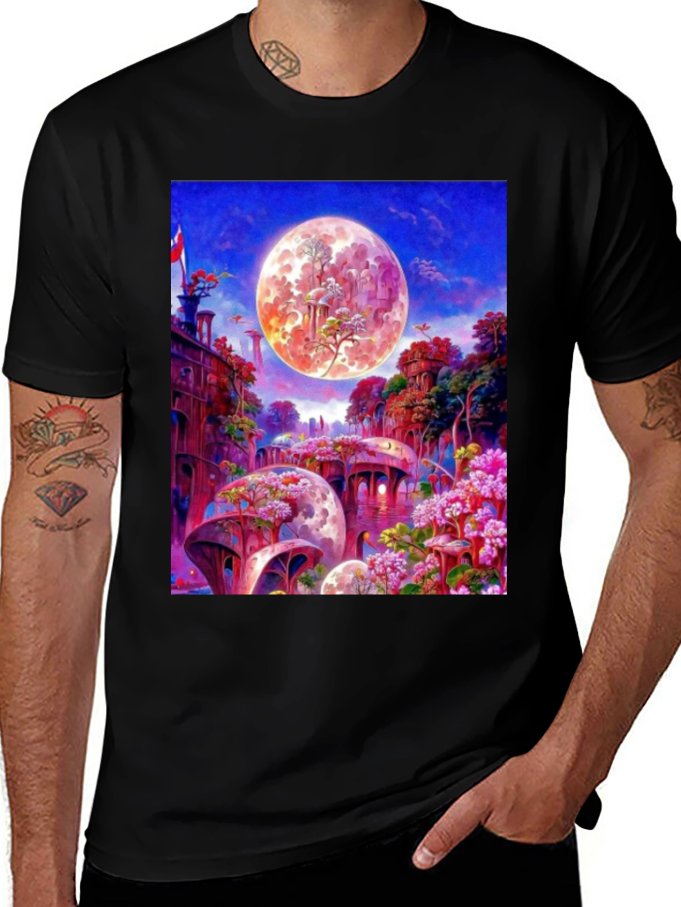 Artistic Moonscape Graphic T-Shirt - Unique Design