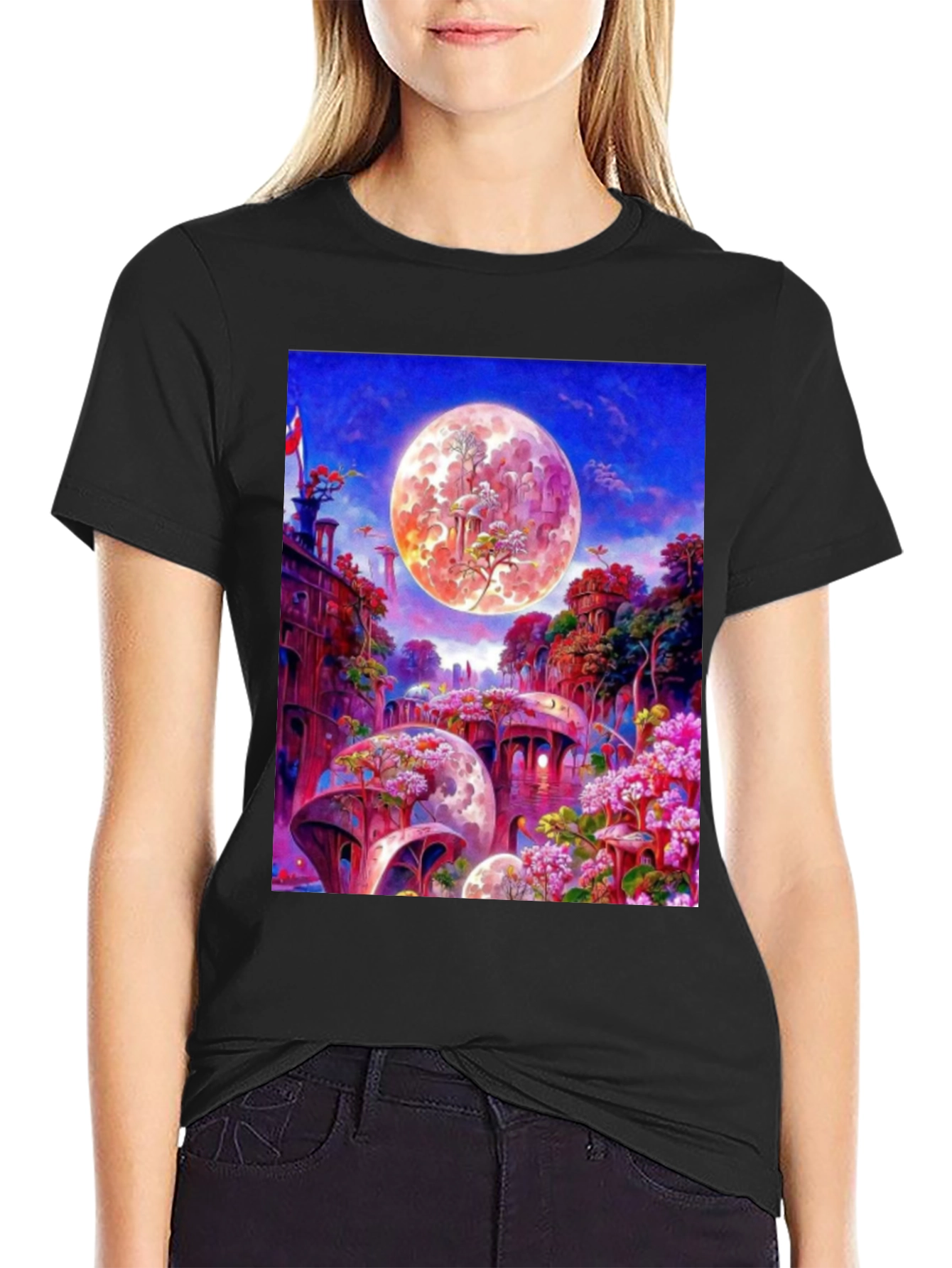 Artistic Moonscape Graphic T-Shirt - Unique Design