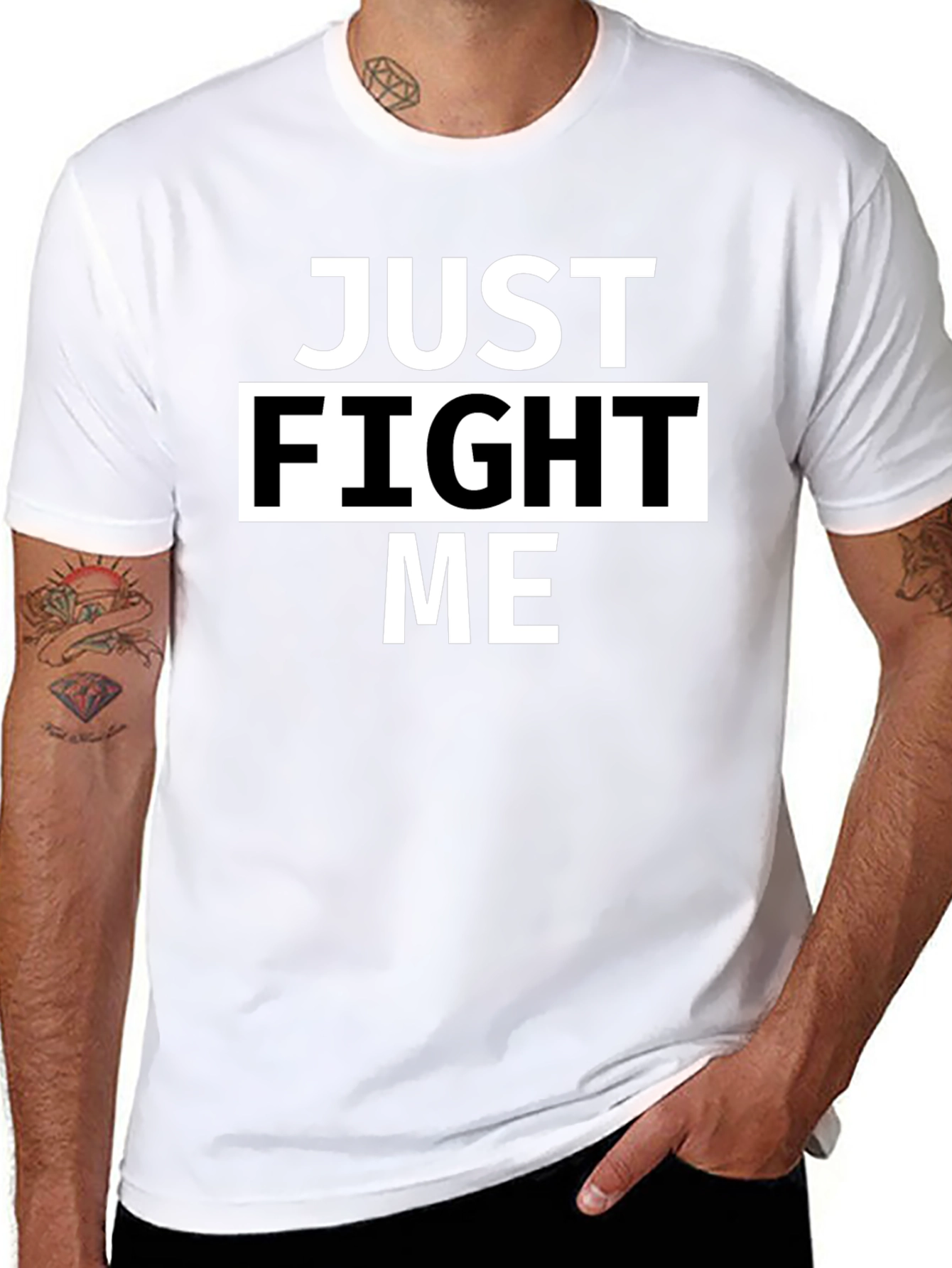Just Fight Me Black T-Shirt - Bold Statement Tee
