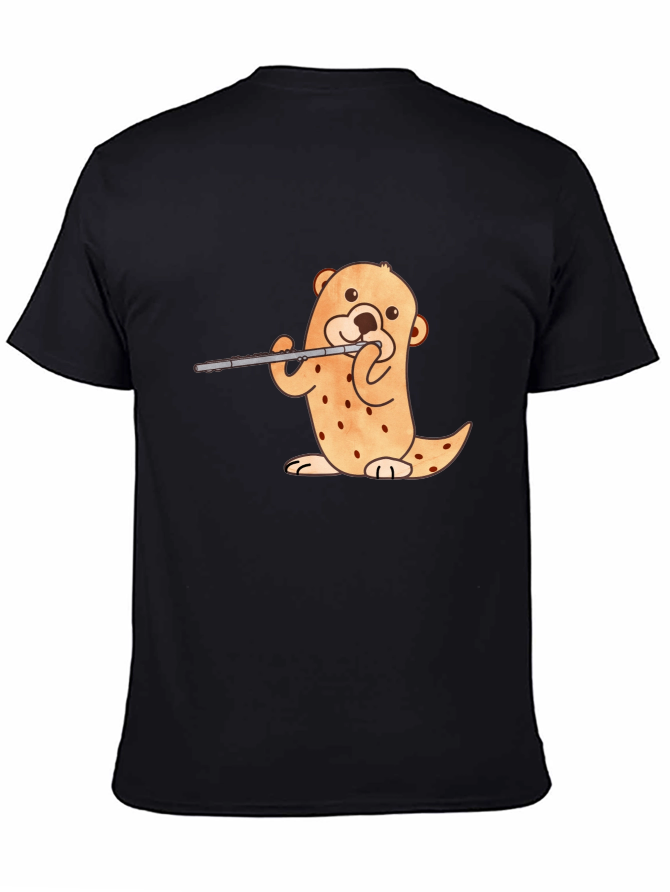 Otter Flute Player Black T-Shirt