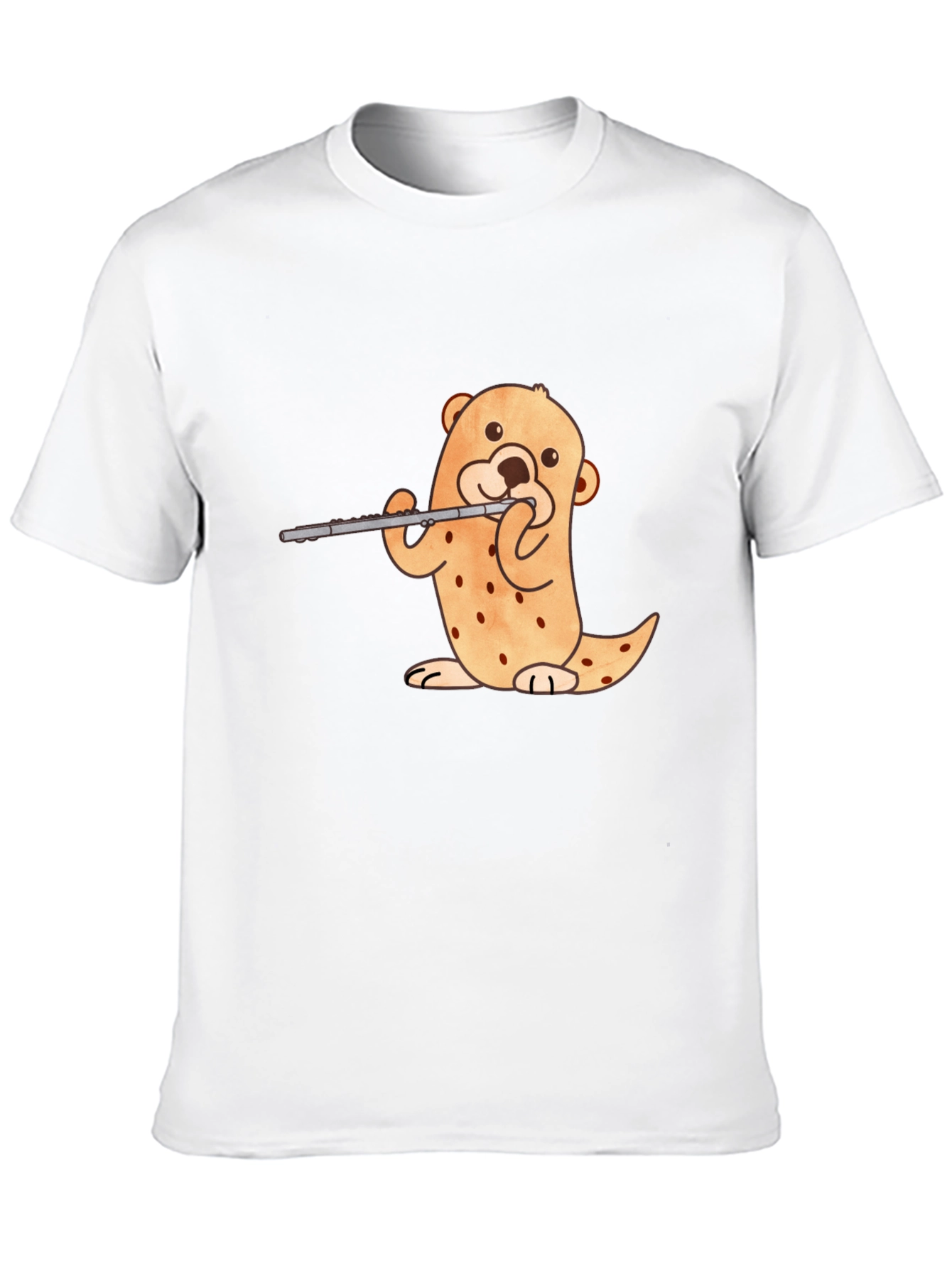 Otter Flute Player Black T-Shirt
