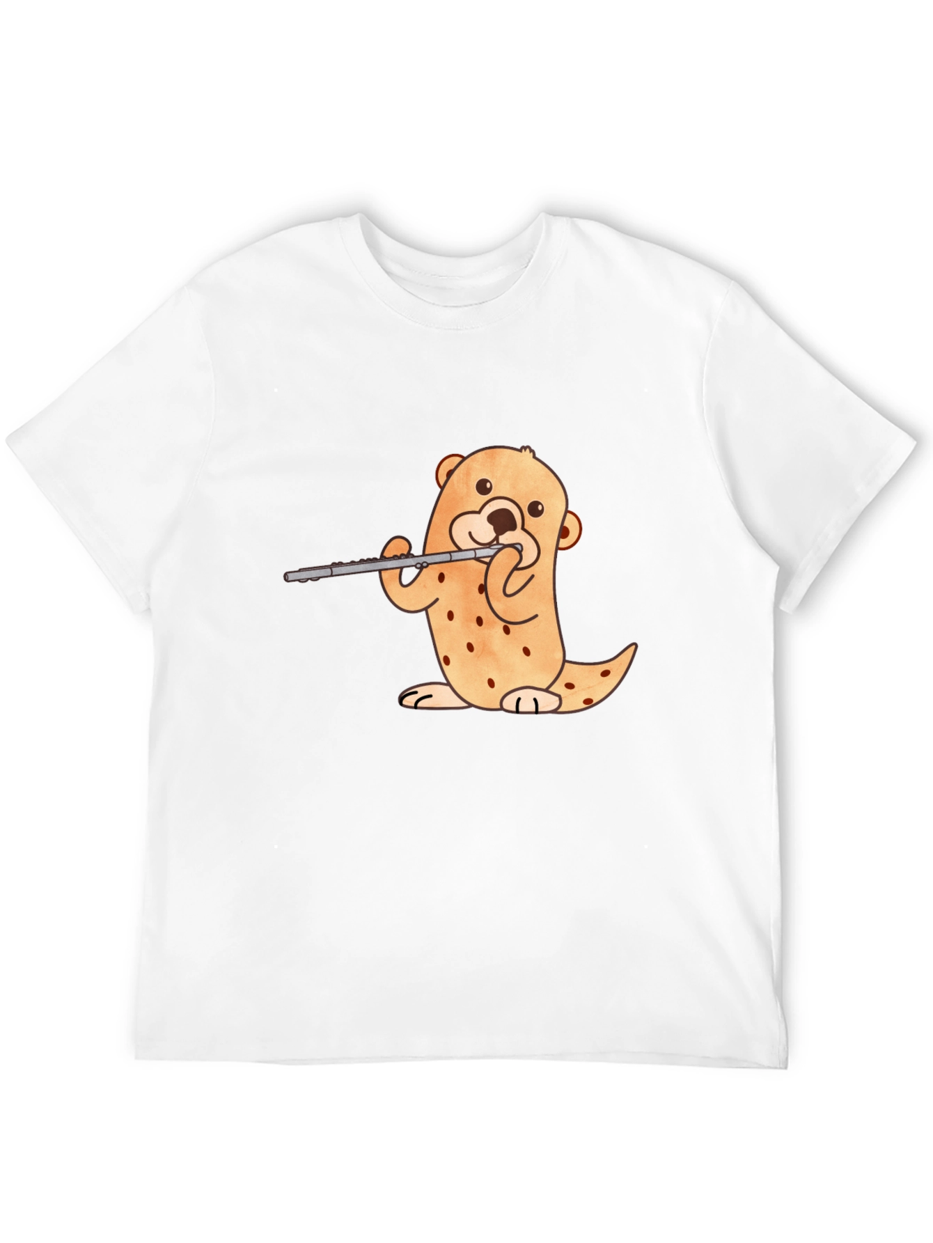 Otter Flute Player Black T-Shirt