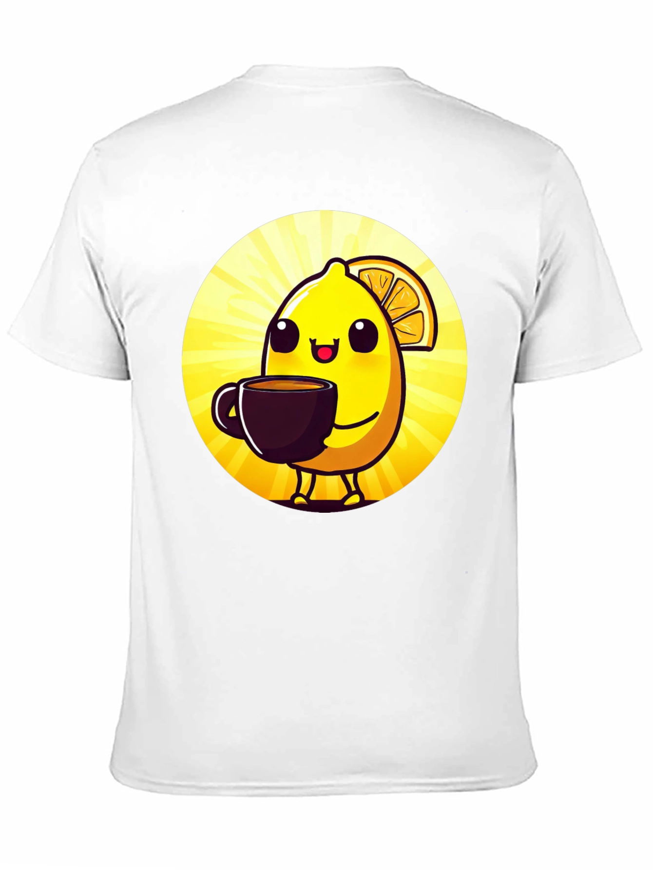 Cute Lemon Cartoon Graphic Black T-Shirt