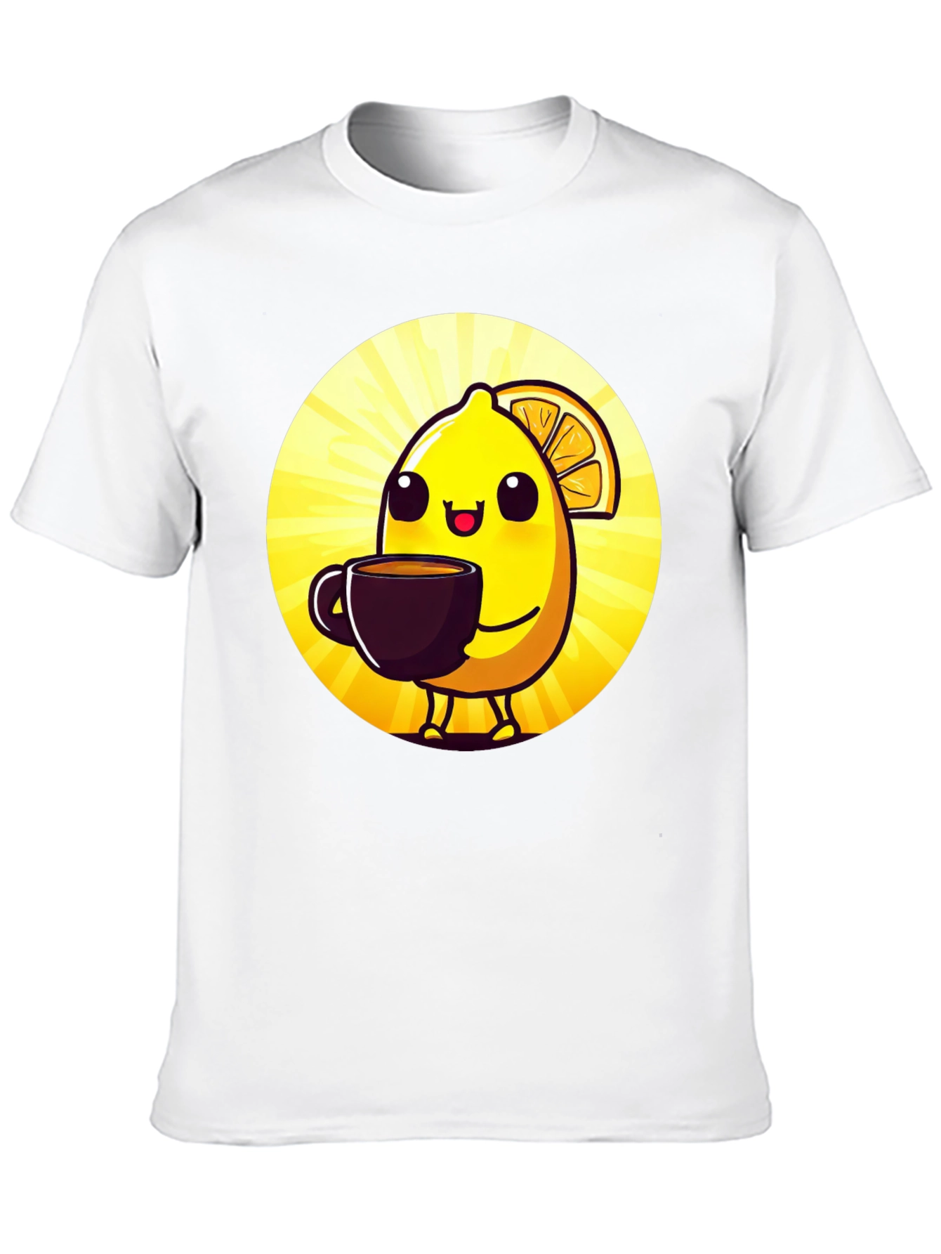 Cute Lemon Cartoon Graphic Black T-Shirt