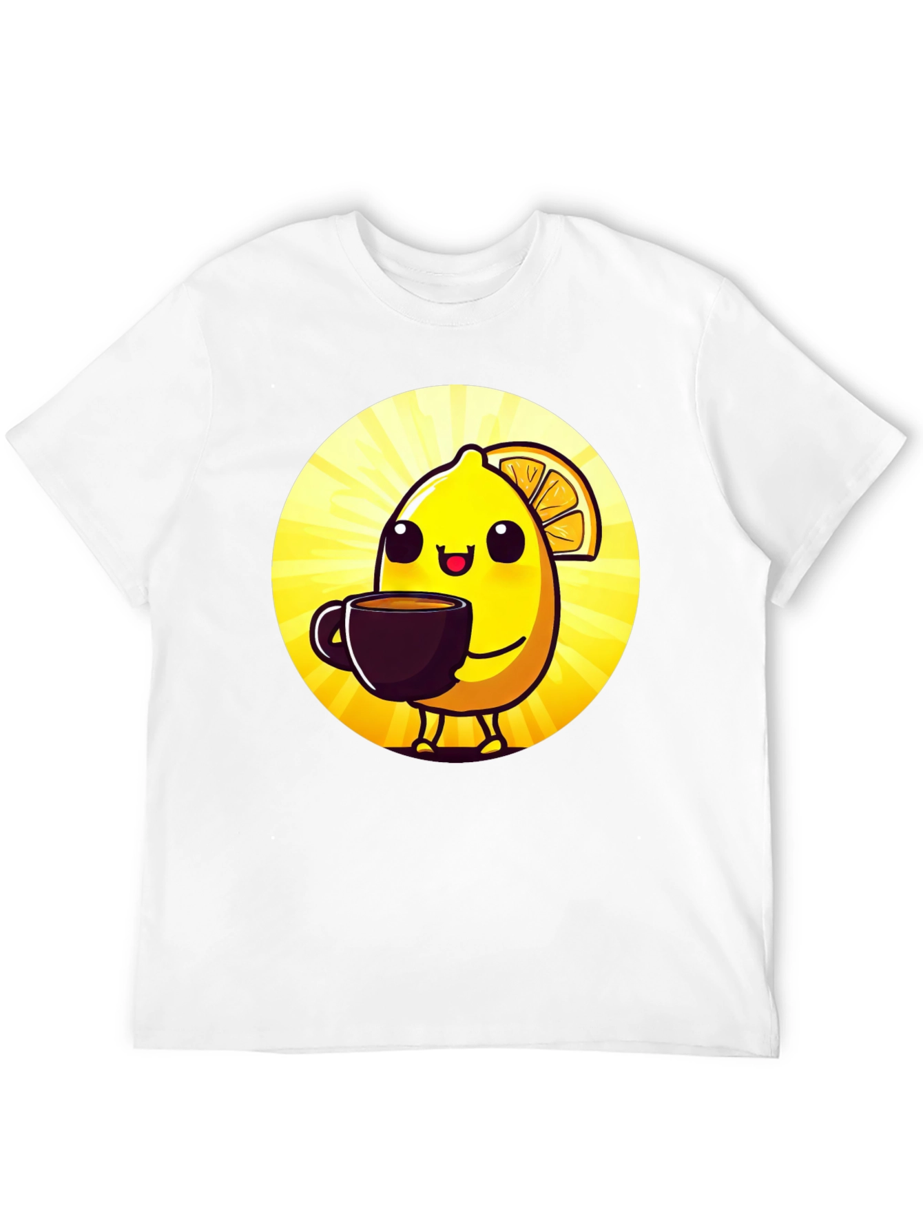 Cute Lemon Cartoon Graphic Black T-Shirt