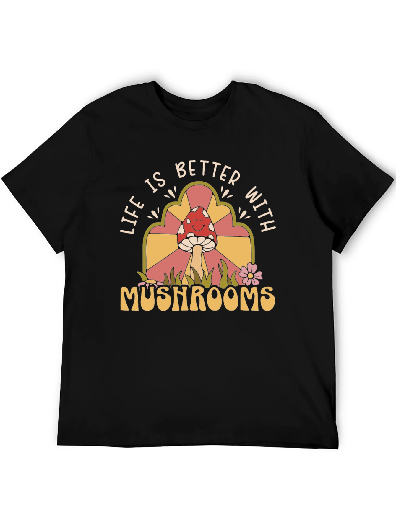 Life is Better with Mushrooms T-Shirt - Retro Design