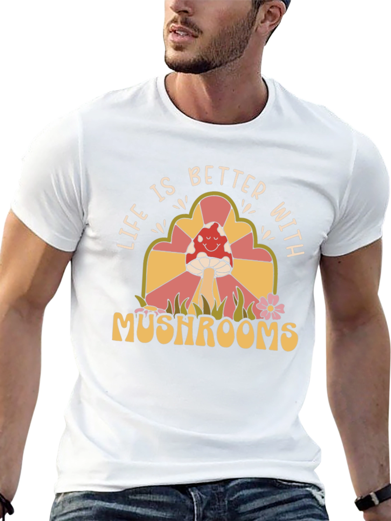 Life is Better with Mushrooms T-Shirt - Retro Design