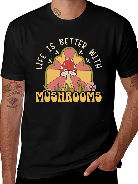 Life is Better with Mushrooms T-Shirt - Retro Design
