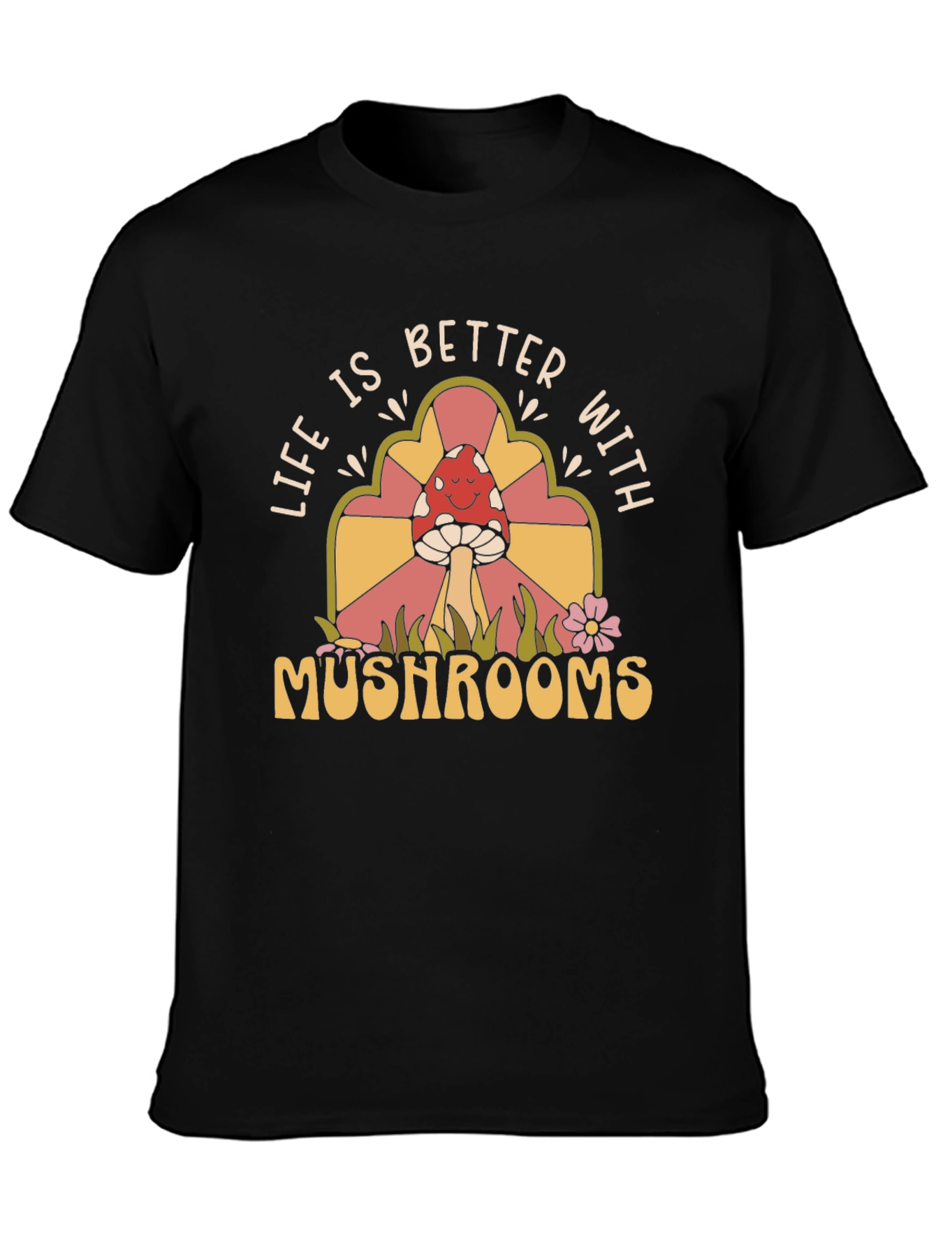 Life is Better with Mushrooms T-Shirt - Retro Design