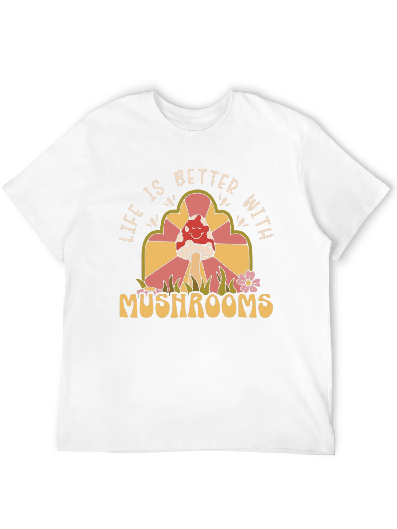 Life is Better with Mushrooms T-Shirt - Retro Design