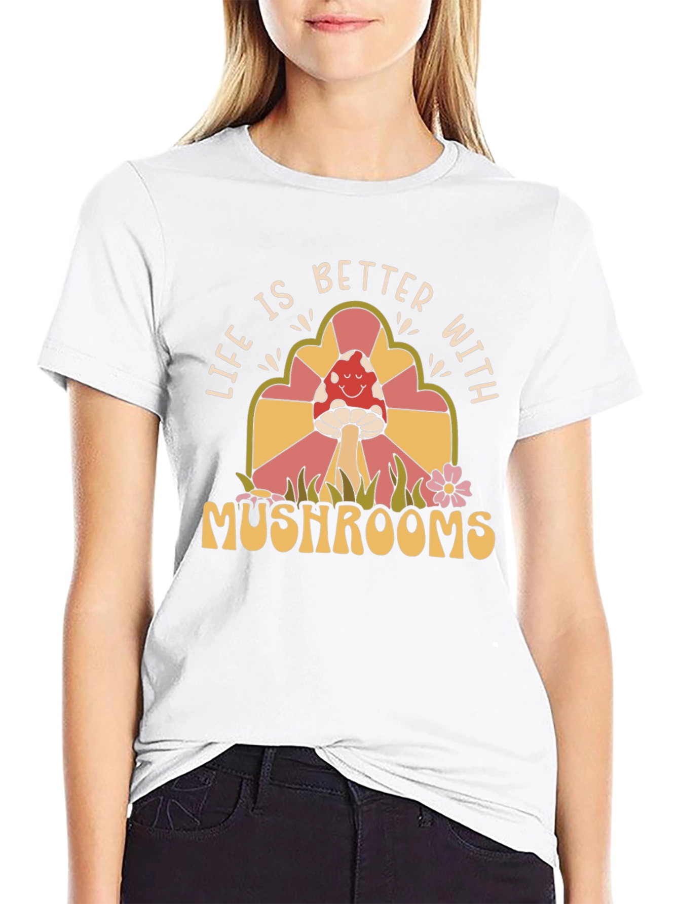 Life is Better with Mushrooms T-Shirt - Retro Design